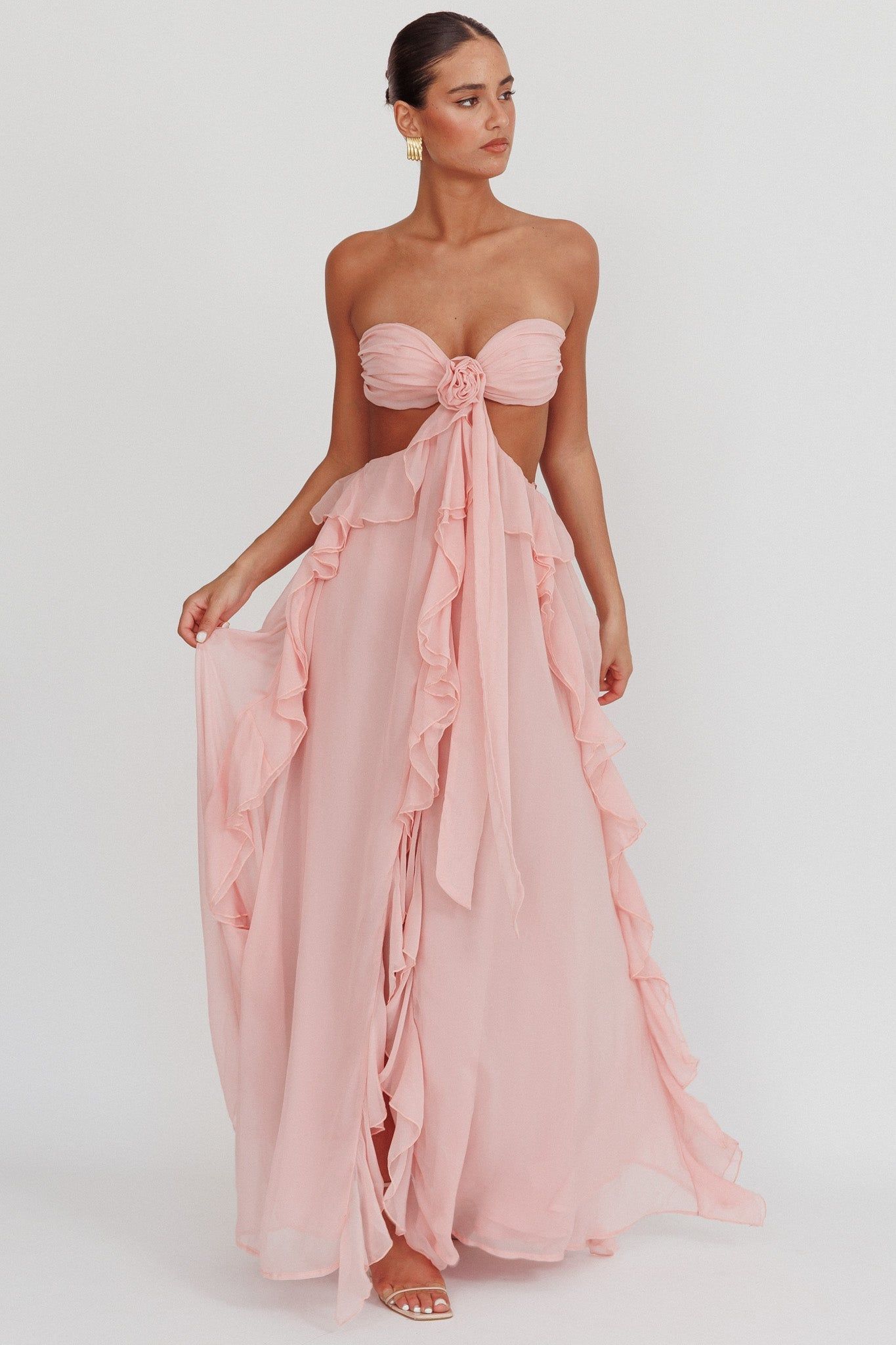 Quilla | Ruffle Maxi Dress Pink