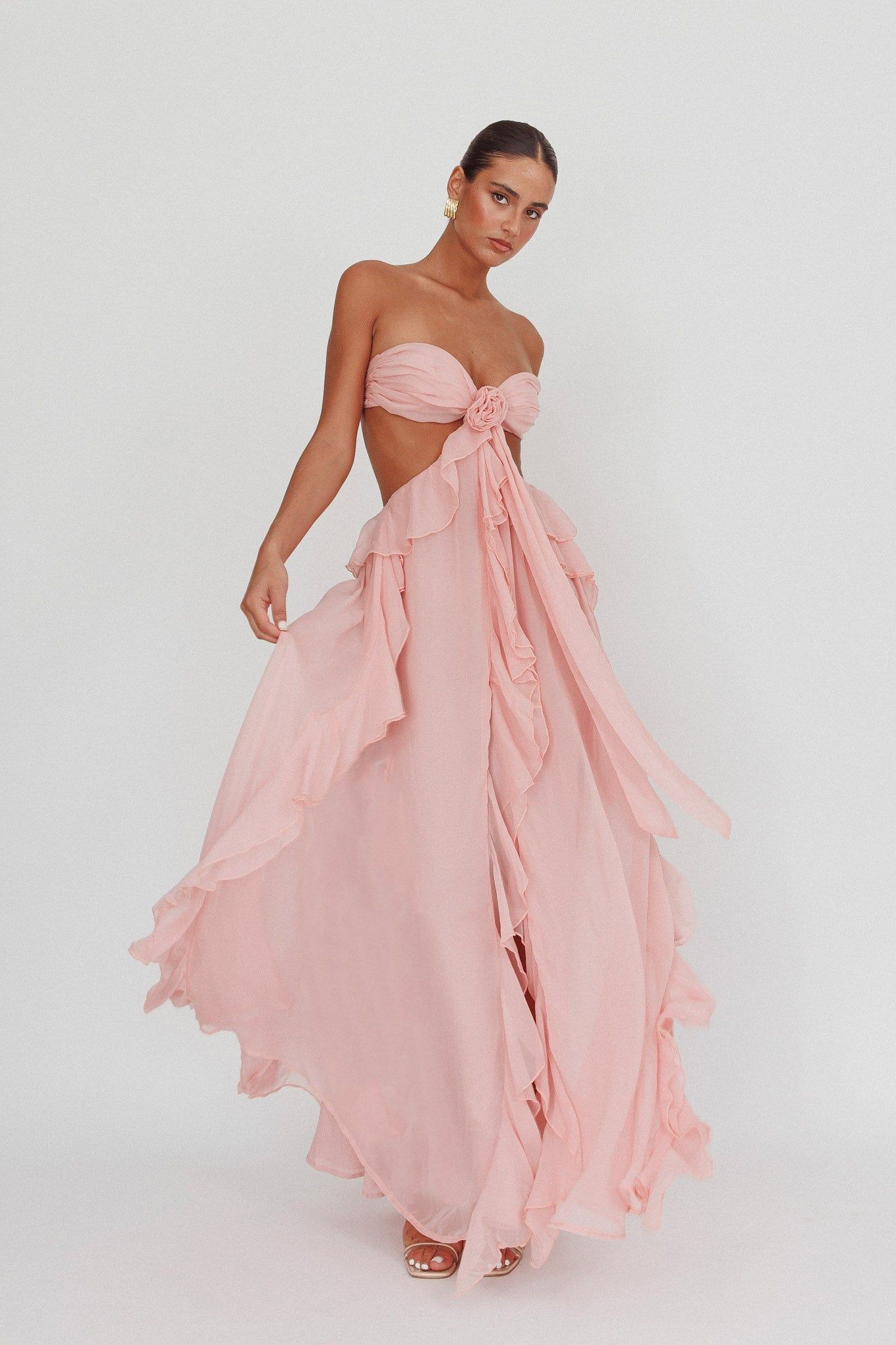 Quilla | Ruffle Maxi Dress Pink