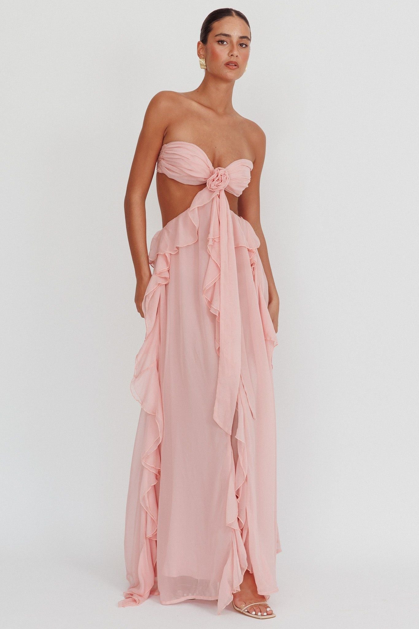 Quilla | Ruffle Maxi Dress Pink