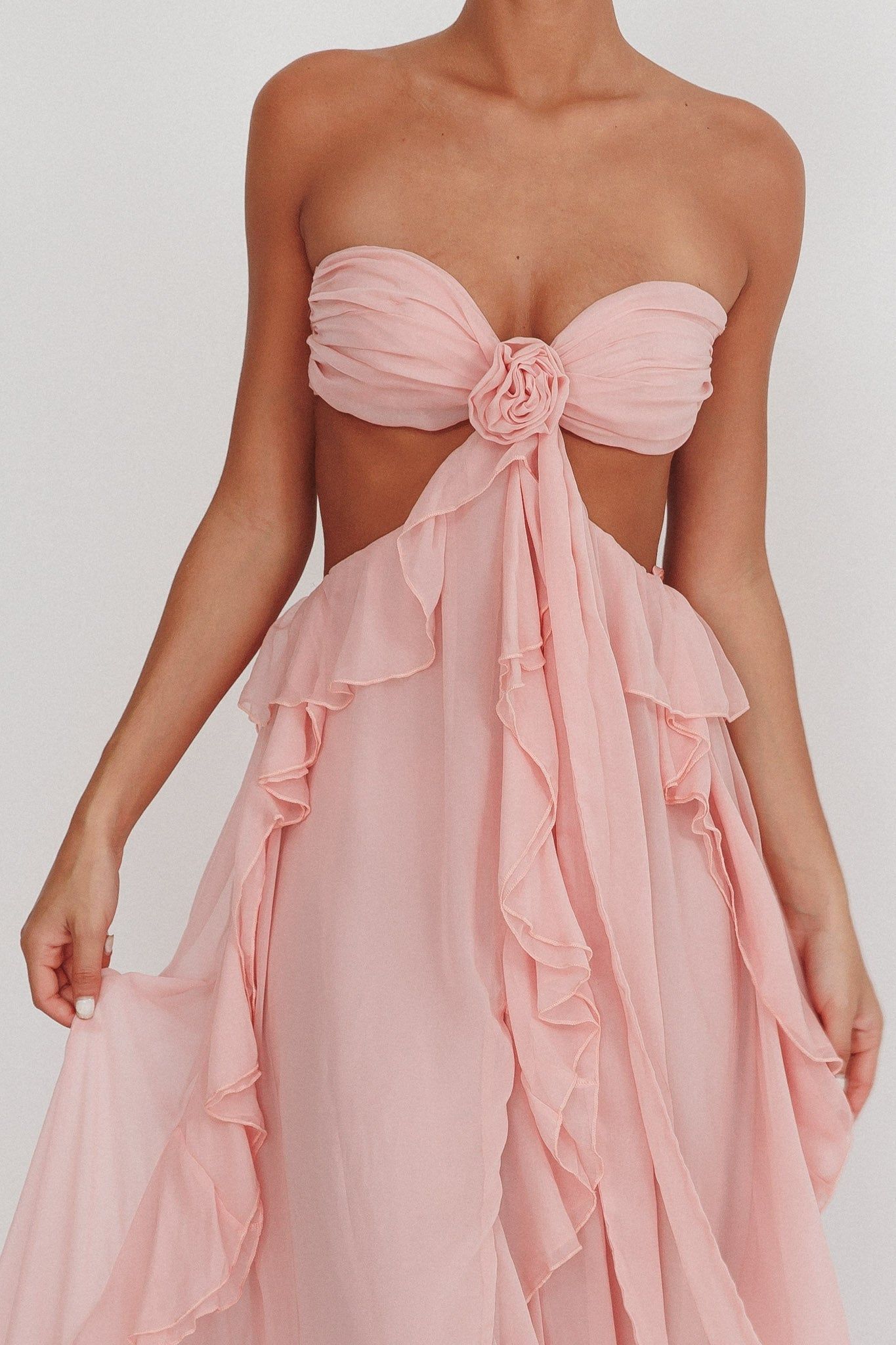 Quilla | Ruffle Maxi Dress Pink