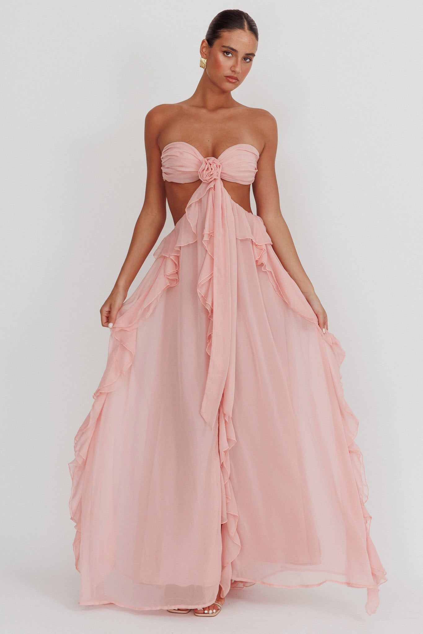 Quilla | Ruffle Maxi Dress Pink