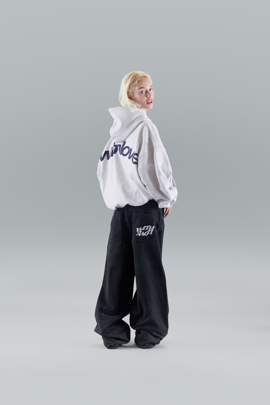 Amber | WIth Love Hoodie Black White