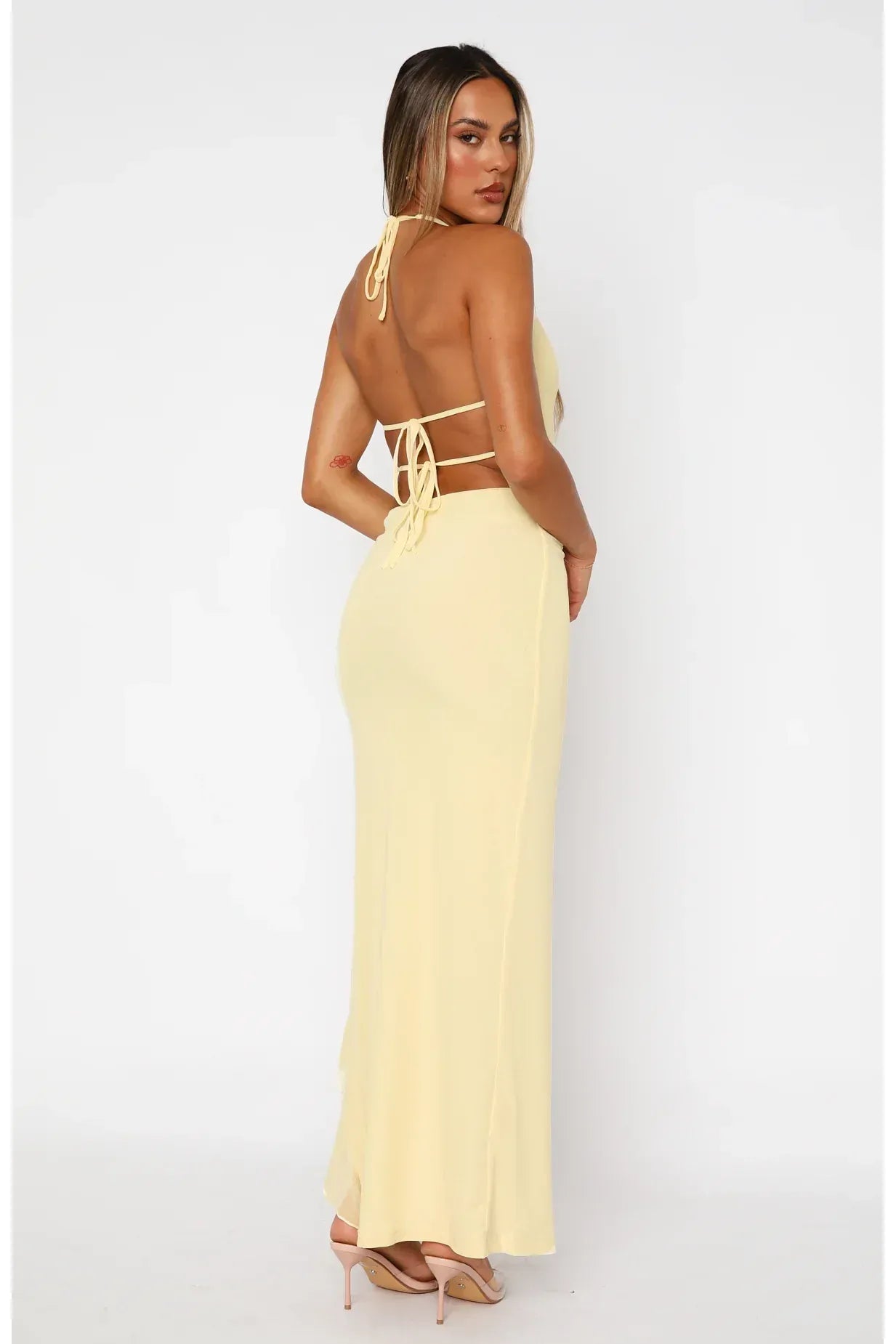 Ella | Ruffled Tie Maxi Dress Yellow
