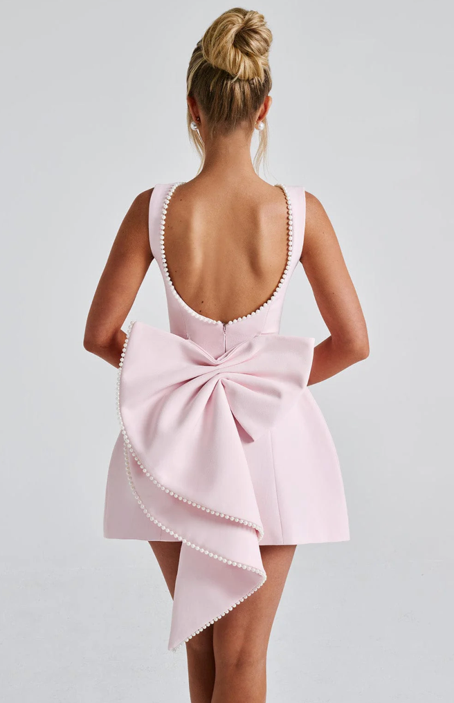 Eleanor | Cute Bow Mini Dress Pink