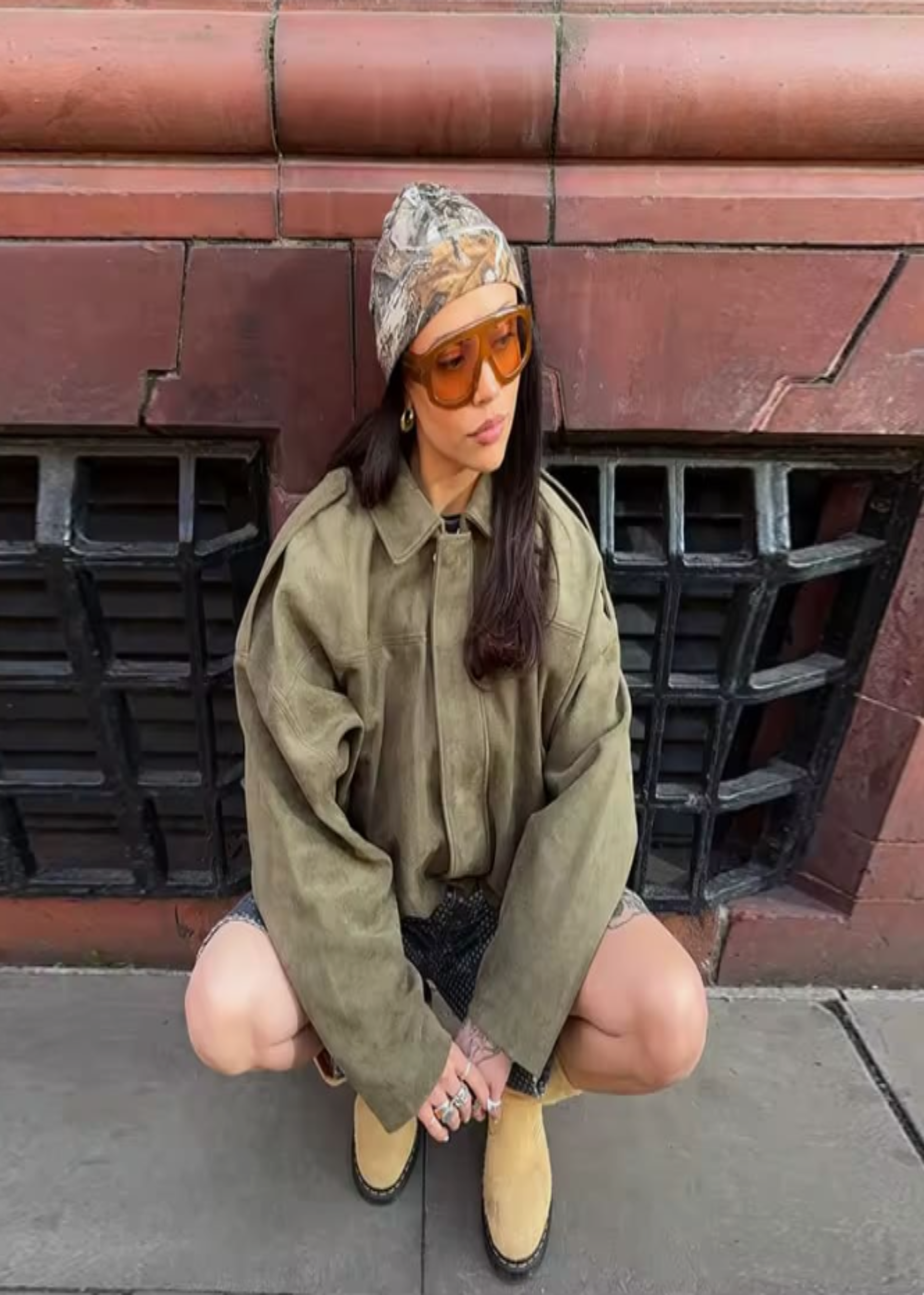 Siena | Suede Bomber Jacket Olive Green