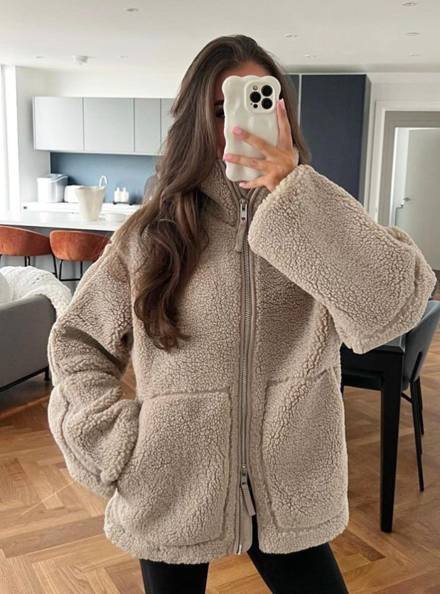 Leila | Teddy Coat Beige
