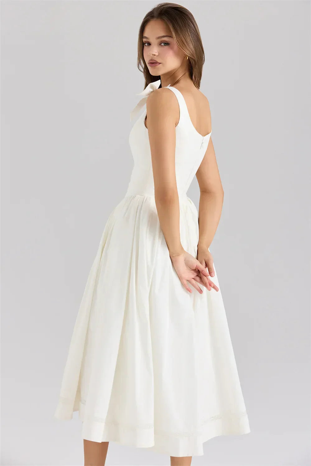 Amelie | Tie-Shoulder Midi Dress White