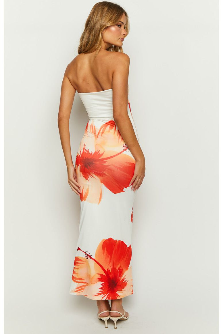 Indigo | Floral Maxi Dress White Orange
