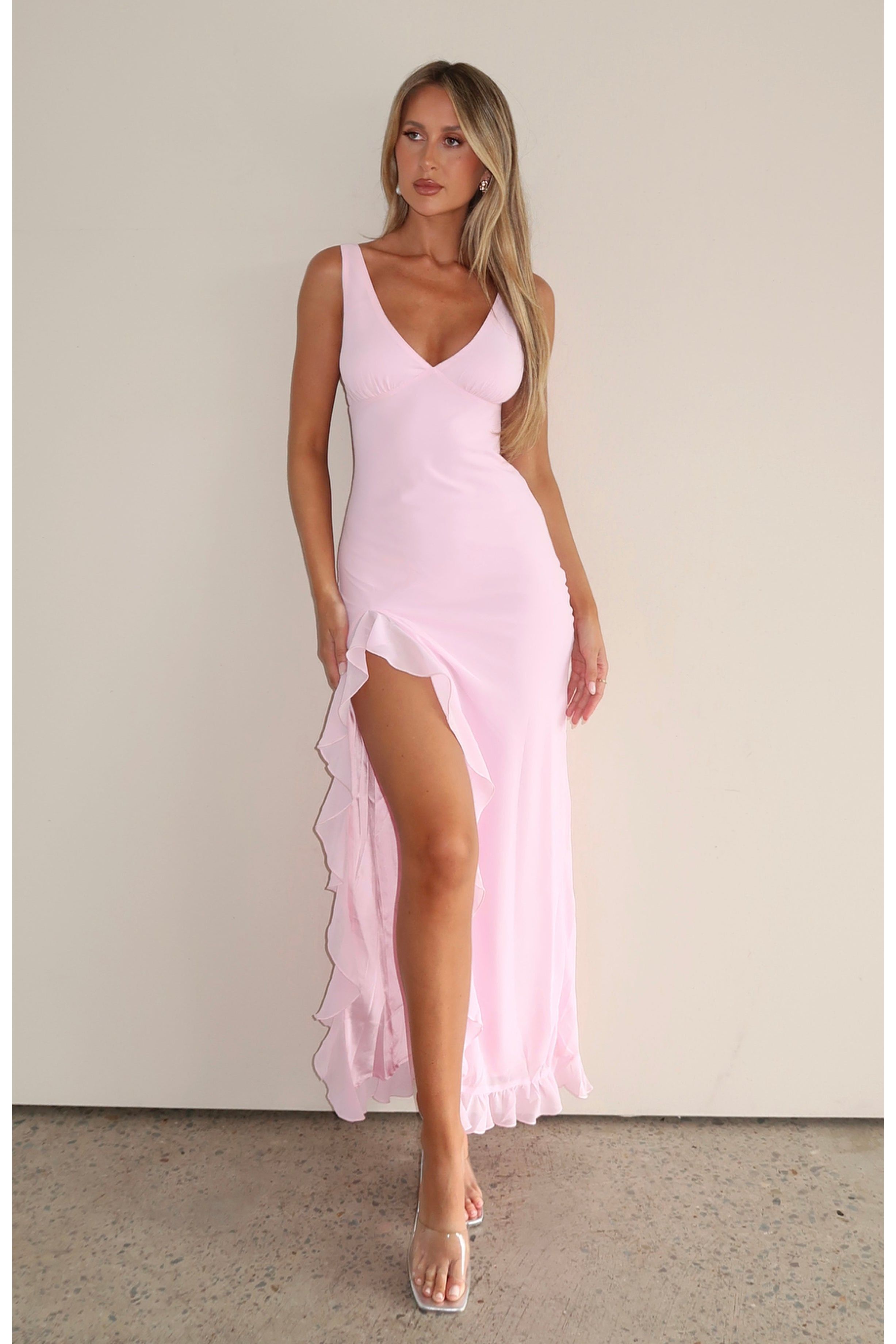 Abella | Ruffle Maxi Dress Pink