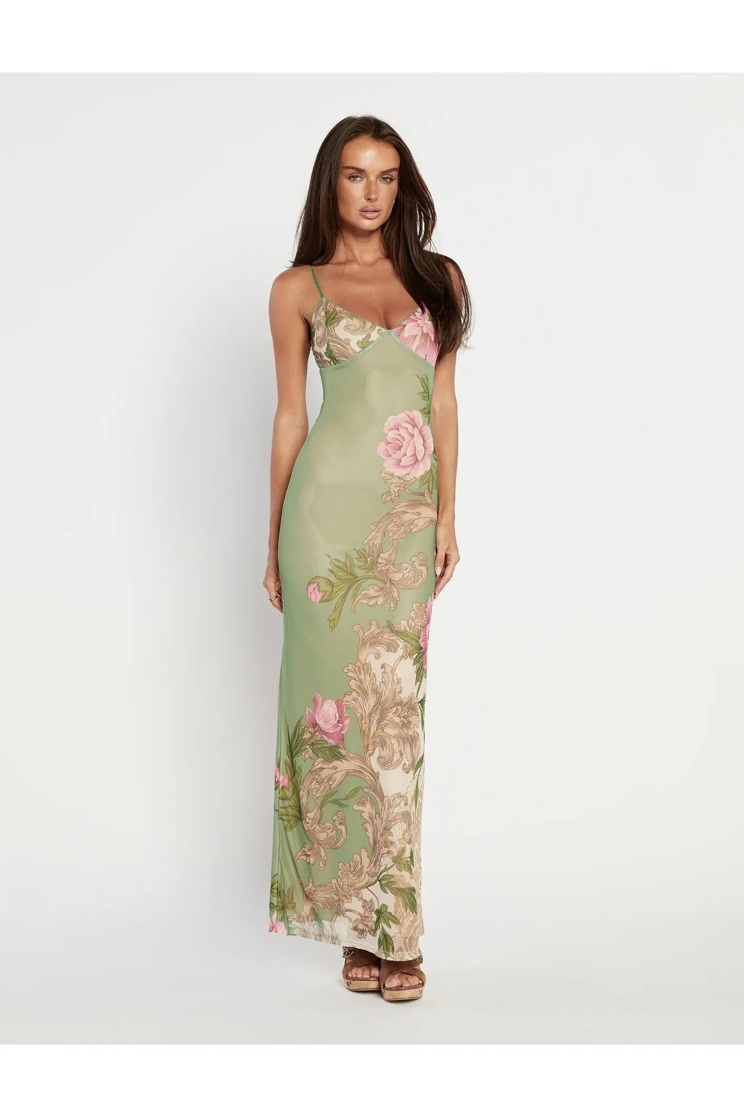 Skye | Floral Maxi Dress Green