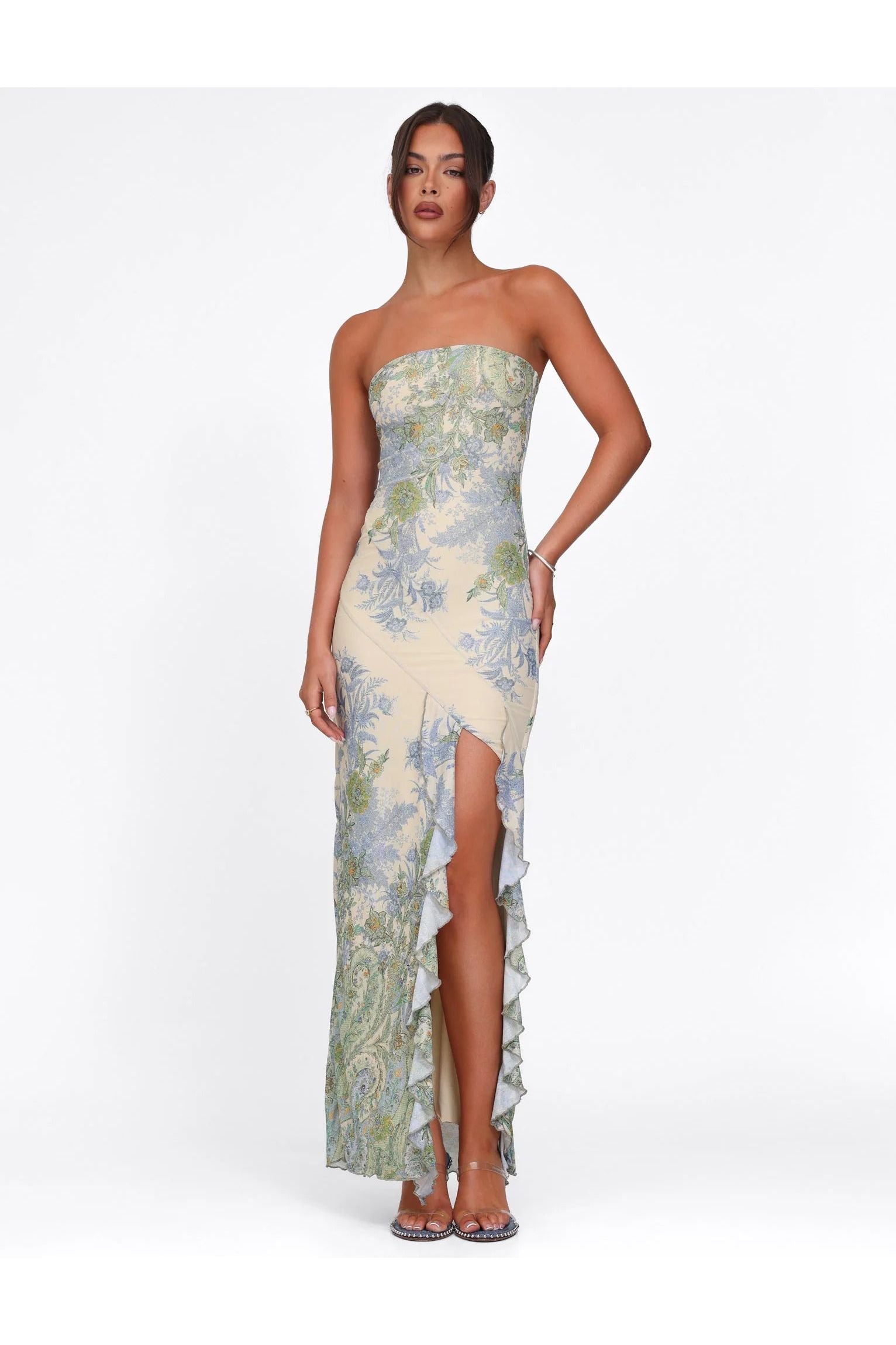 Olivia | Floral Maxi Dress Creamy White