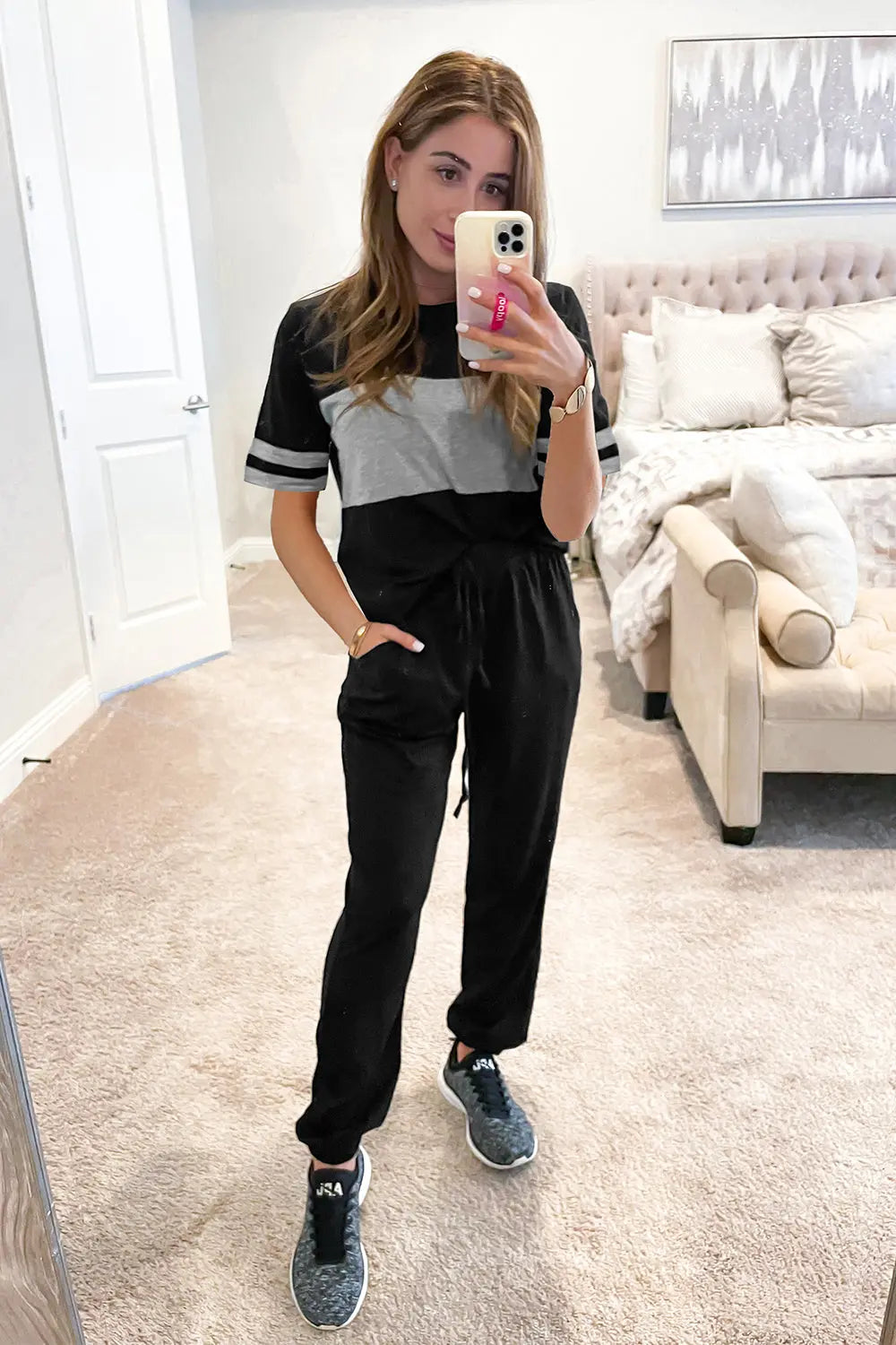 Chichi Women's Two Piece Lounge Sets Spring Summer Jogger Pants Vacation Outfits Travel Airplane Matching Clothes Wine red