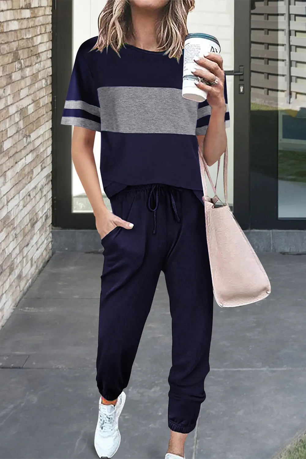 Chichi Women's Two Piece Lounge Sets Spring Summer Jogger Pants Vacation Outfits Travel Airplane Matching Clothes Black