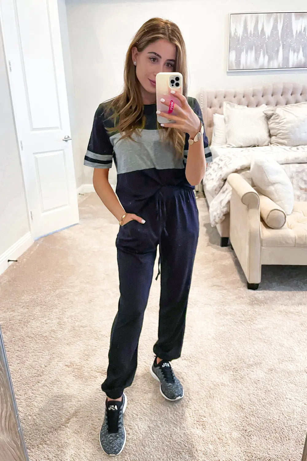 Chichi Women's Two Piece Lounge Sets Spring Summer Jogger Pants Vacation Outfits Travel Airplane Matching Clothes Black