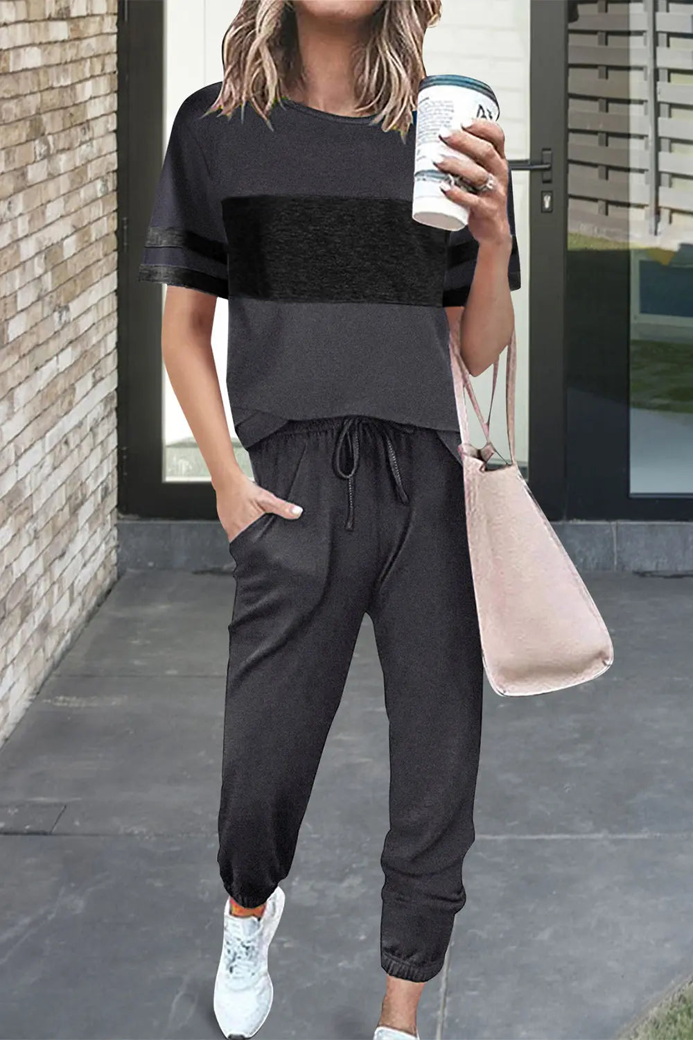 Chichi Women's Two Piece Lounge Sets Spring Summer Jogger Pants Vacation Outfits Travel Airplane Matching Clothes Deep Grey