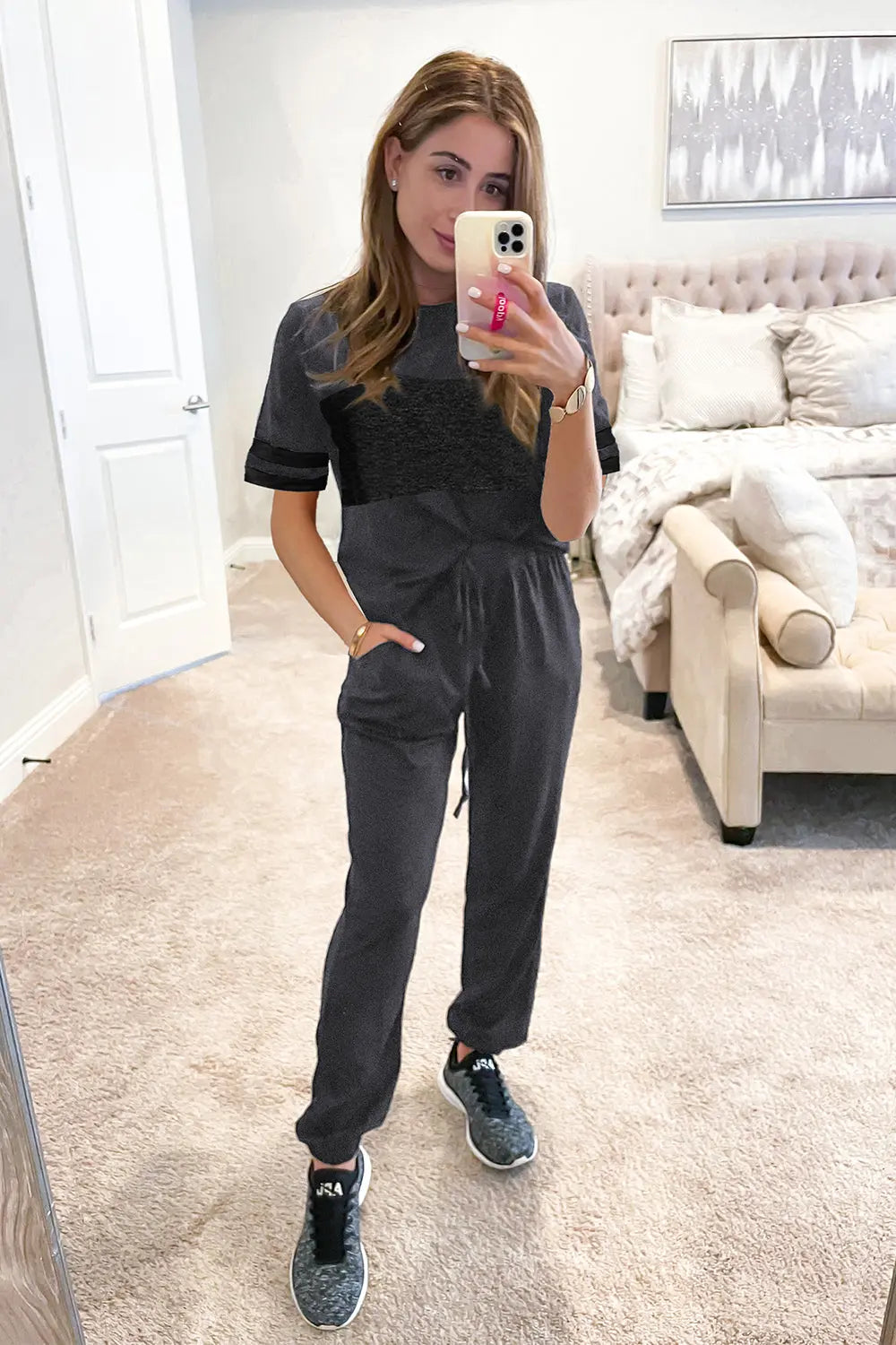 Chichi Women's Two Piece Lounge Sets Spring Summer Jogger Pants Vacation Outfits Travel Airplane Matching Clothes Deep Grey