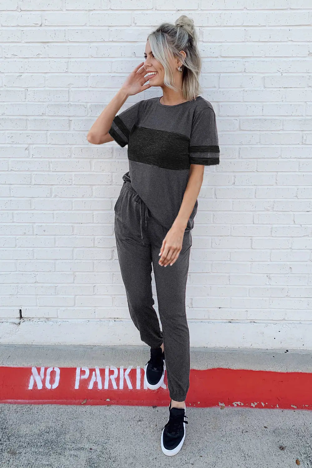 Chichi Women's Two Piece Lounge Sets Spring Summer Jogger Pants Vacation Outfits Travel Airplane Matching Clothes Deep Grey