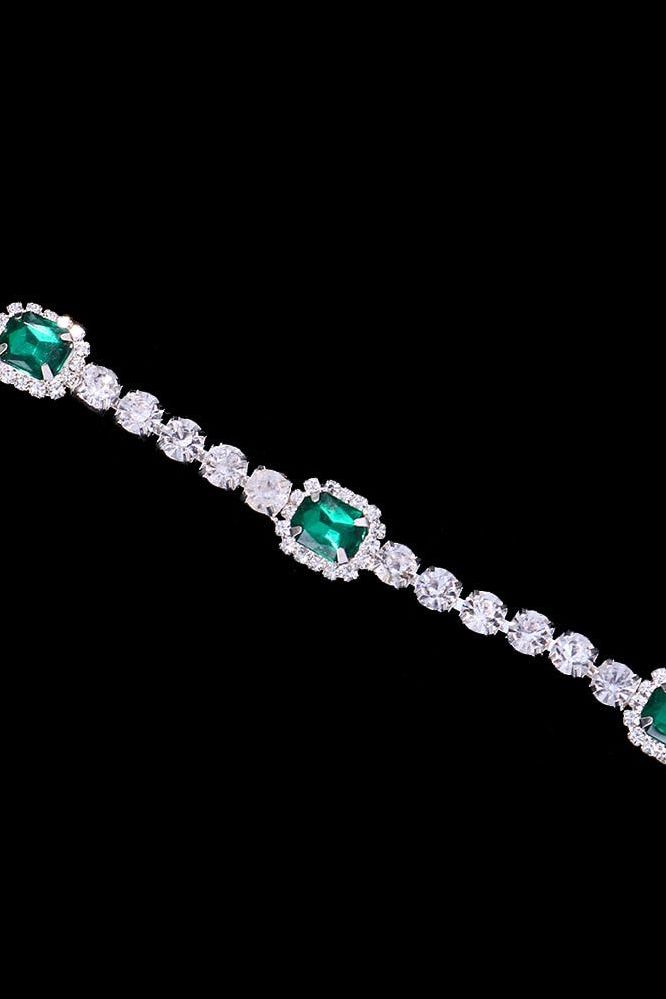 Aurelia - Emerald Crystal Body Necklace Silver