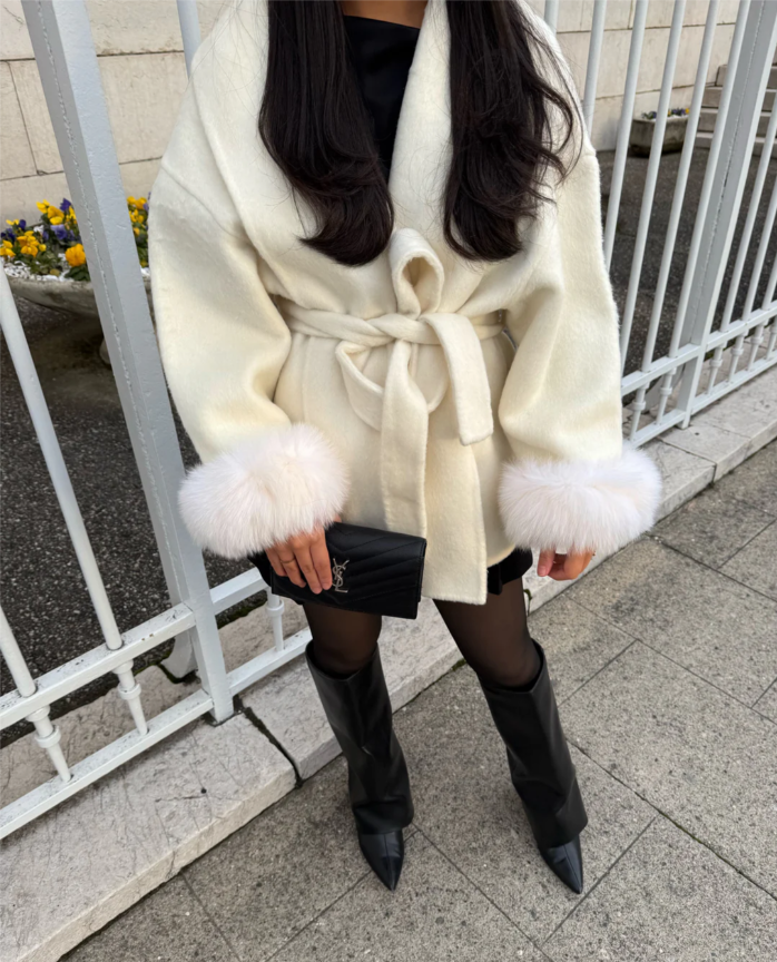 Ellie | Woolcoat With Fur White