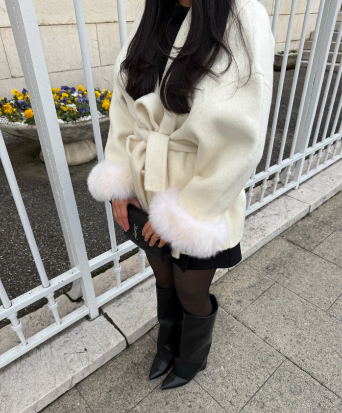 Ellie | Woolcoat With Fur White