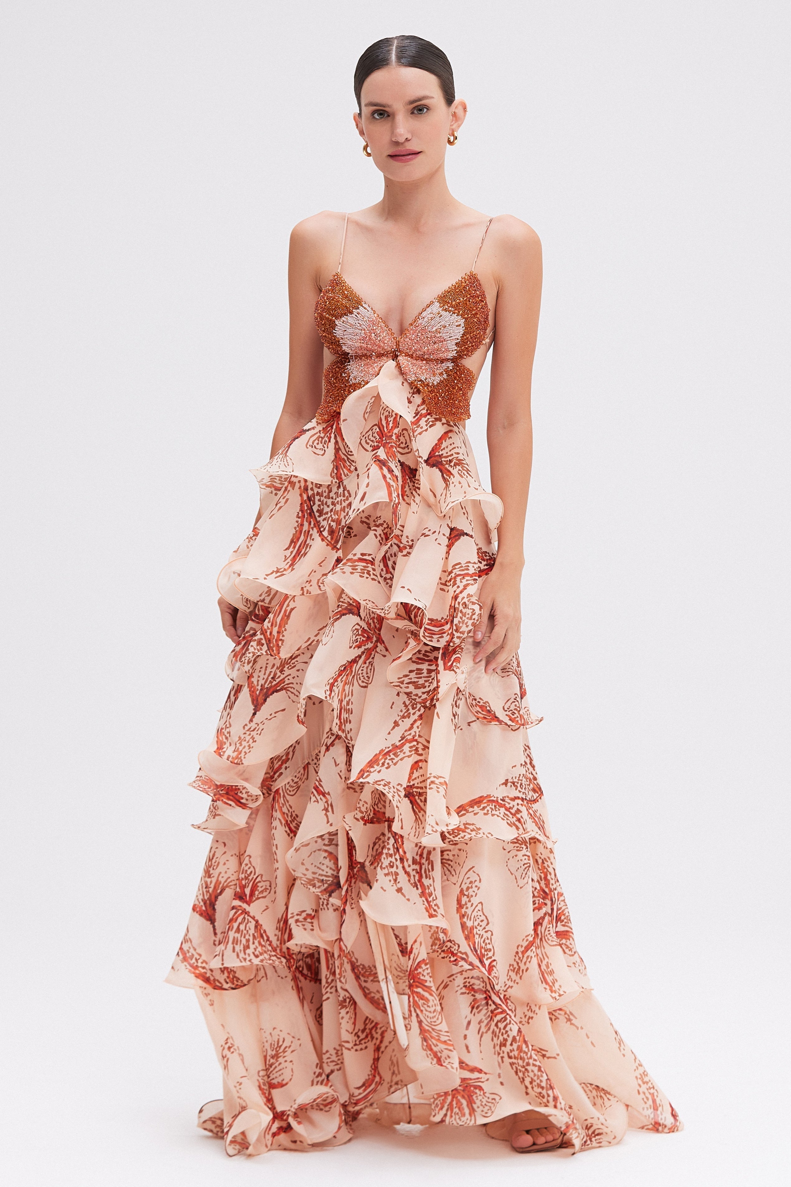 Morgan | Butterfly Maxi Dress Nude