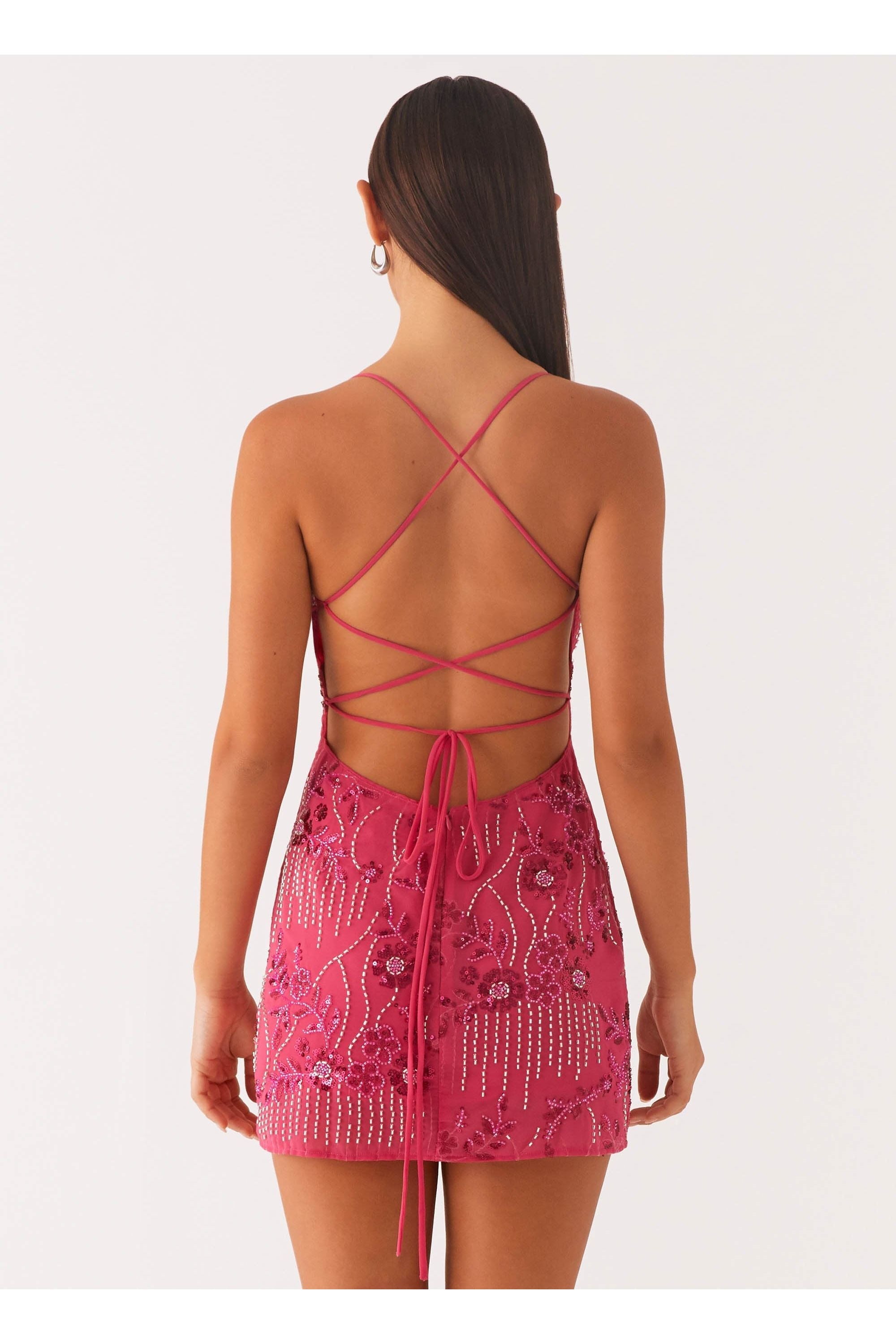 Astrella | Sequin Mini Dress Soft Red