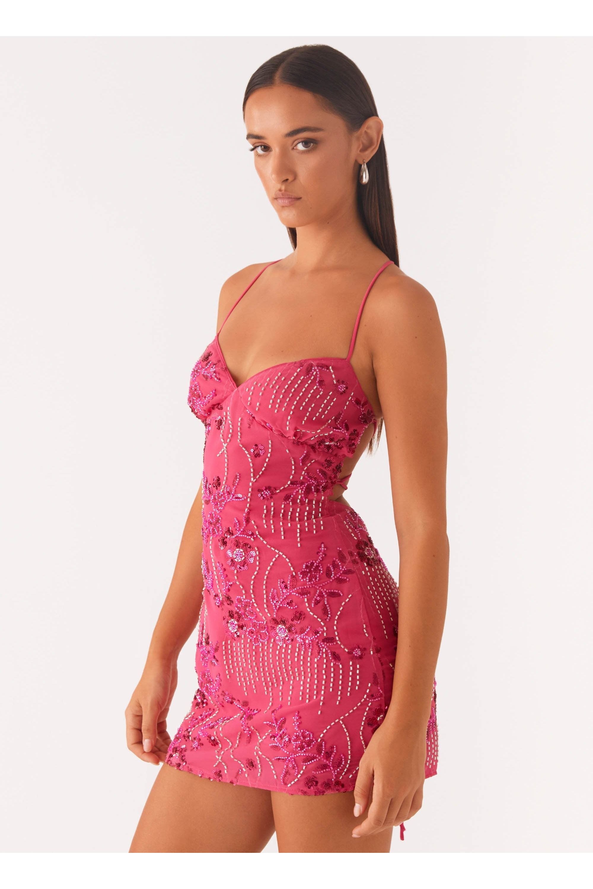 Astrella | Sequin Mini Dress Soft Red