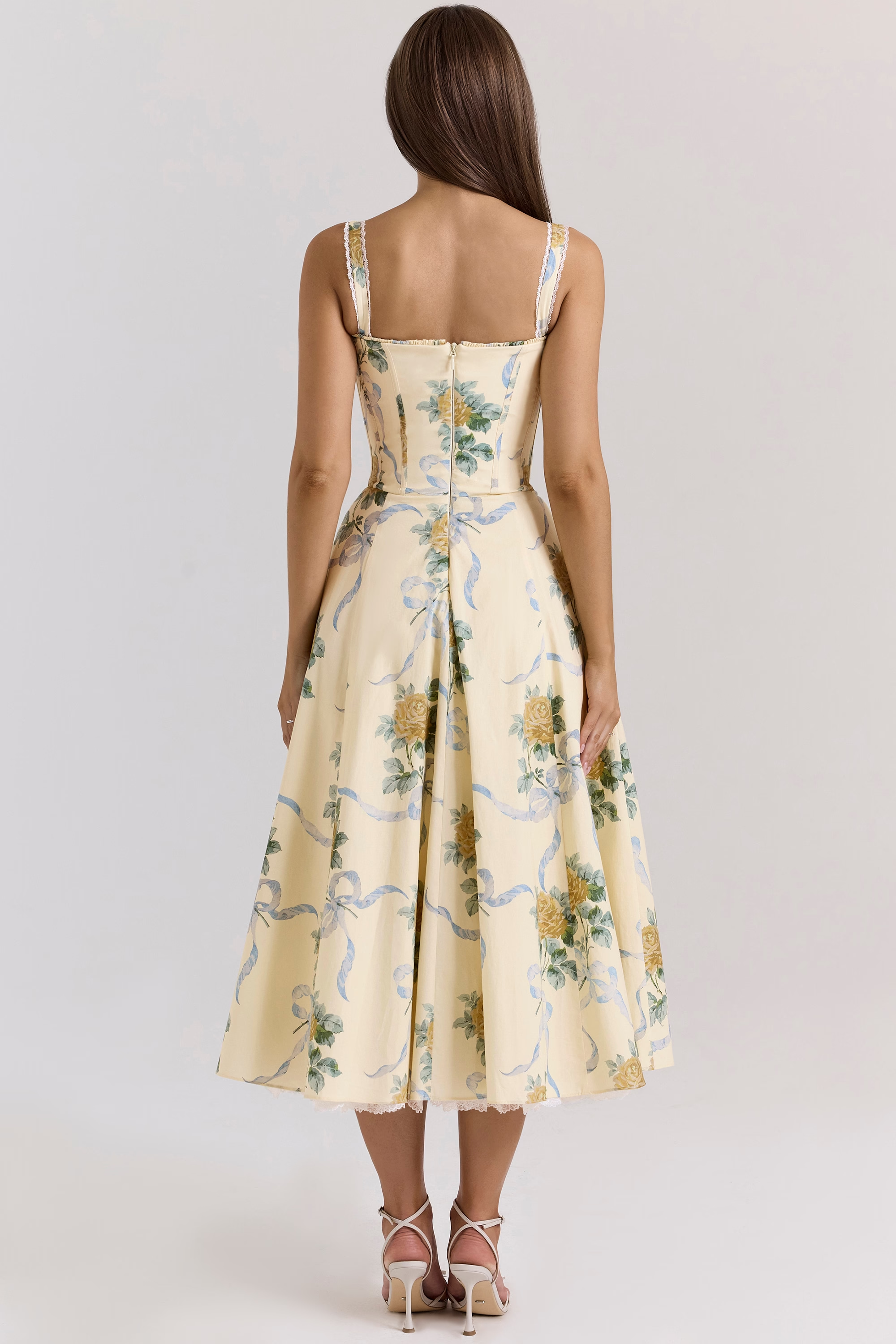 Solenne | Floral Midi Dress Vintage Lemon