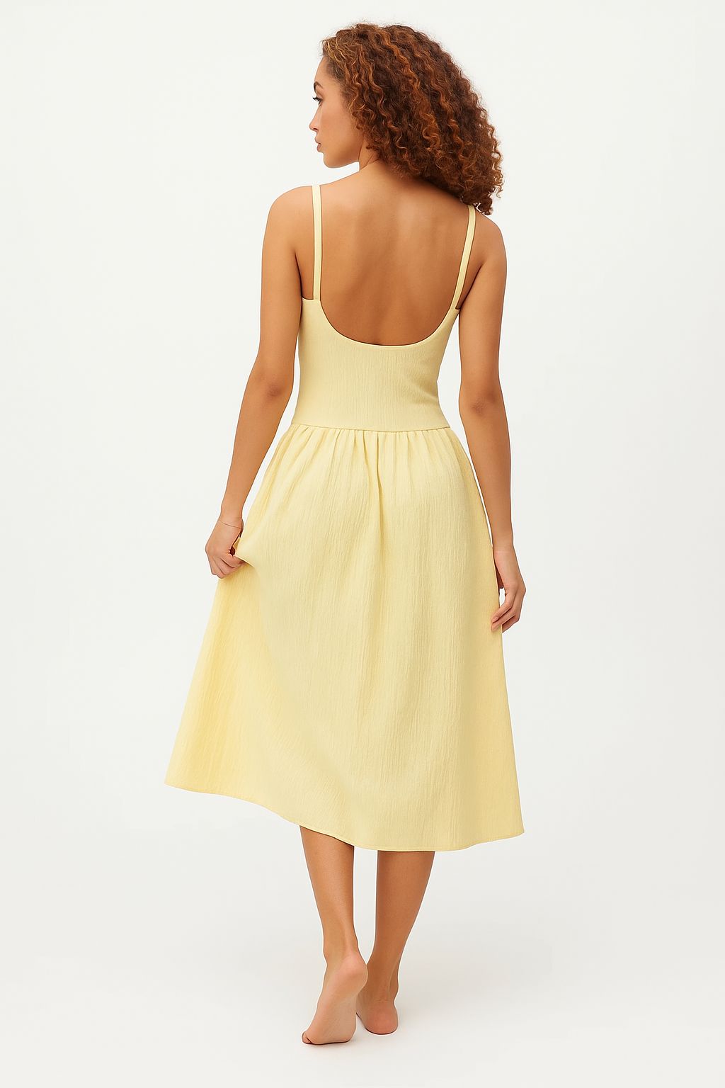 Alina | Elegant Midi Dress Butter Yellow