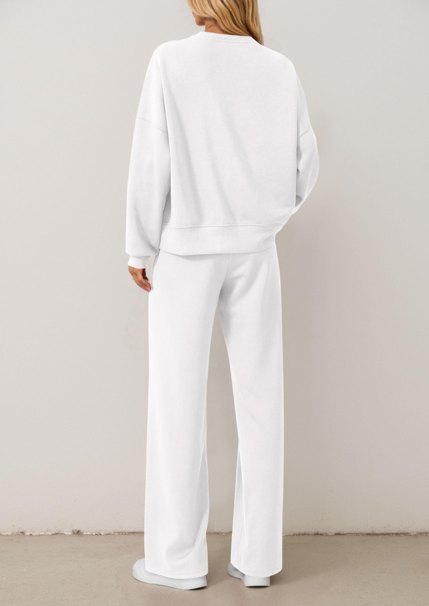Chichi 2 Piece Sets For Women Fall Trendy Long Sleeve Sweatshirt Wide Leg Pants Loungewear Set Matching Sweatsuit White