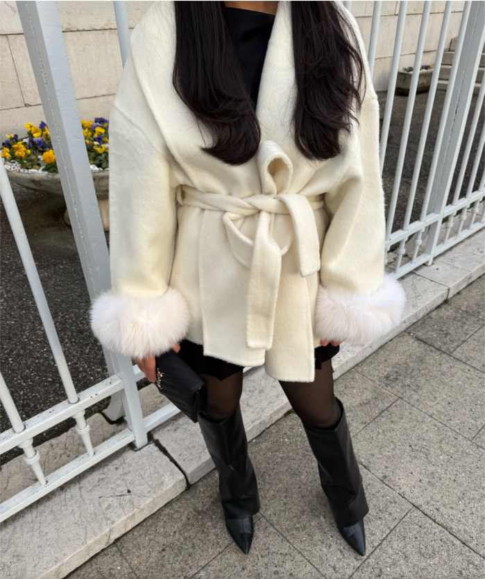 Ellie | Woolcoat With Fur White