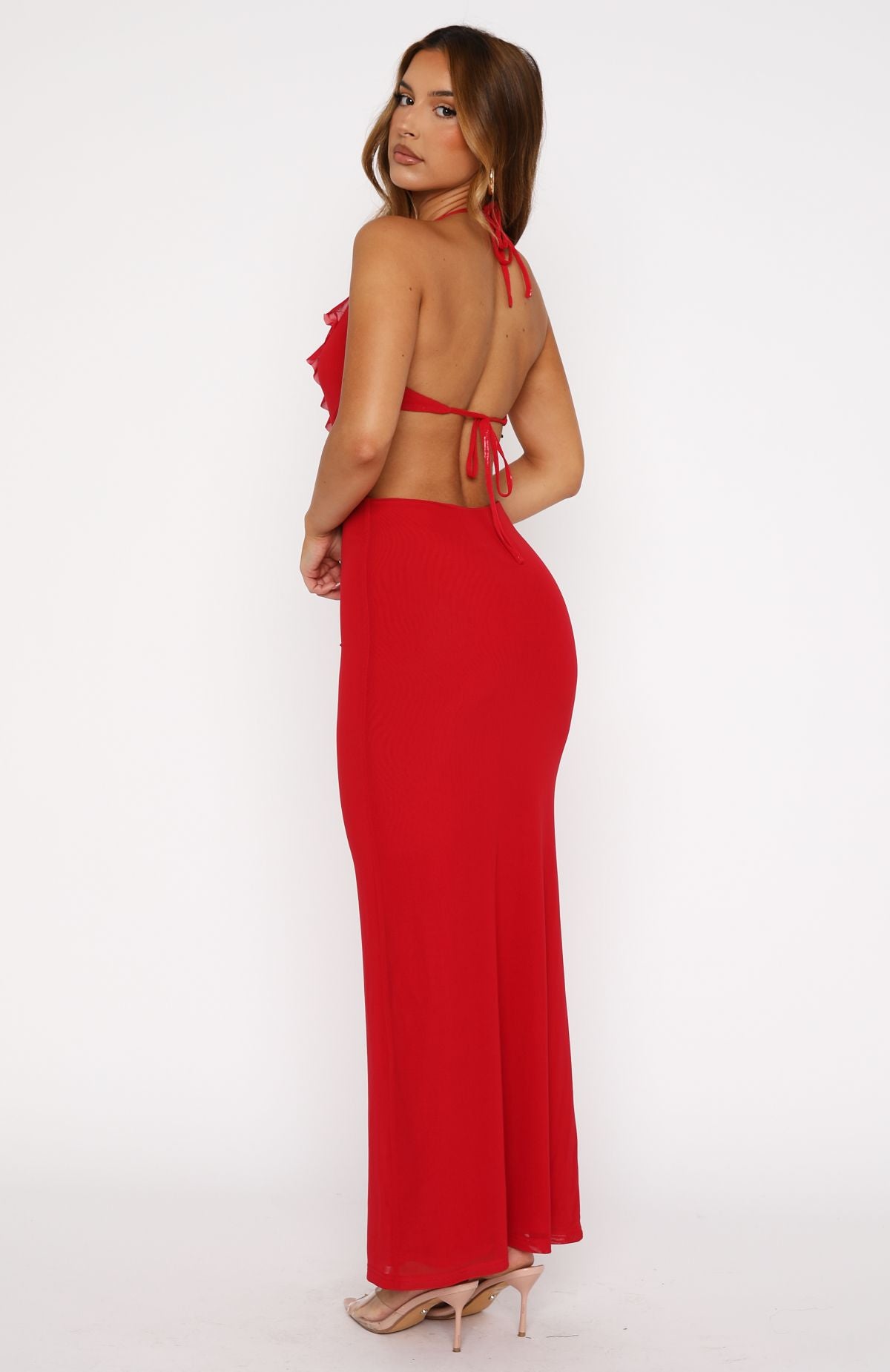 Zerina | Ruffle Maxi Dress Red