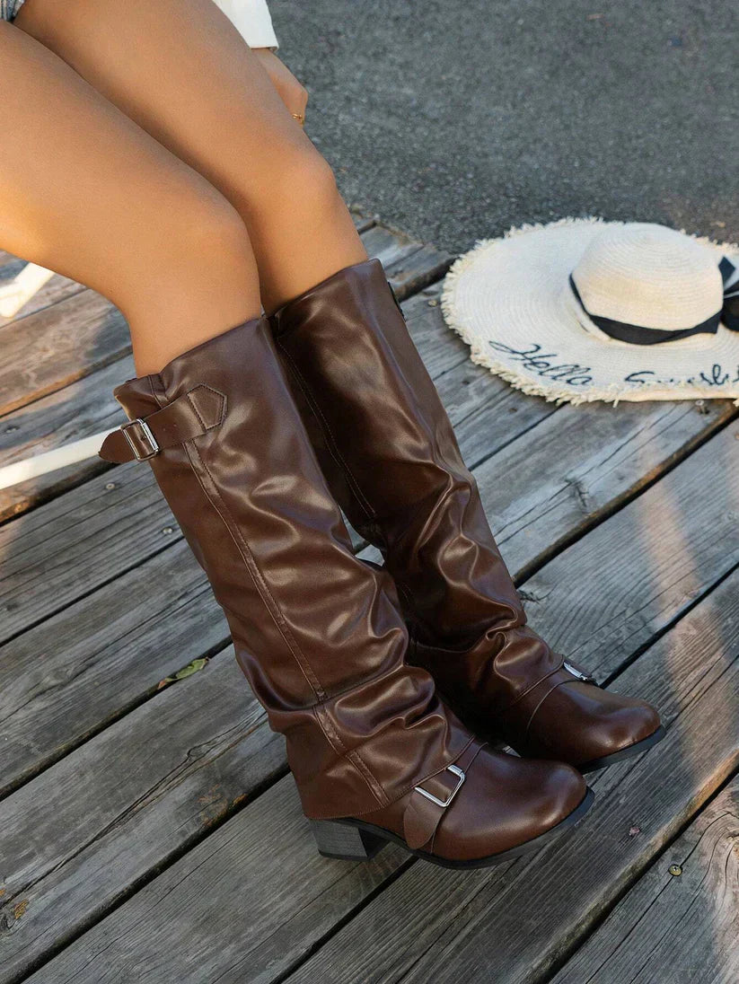 Maylee | Leather Boots Coffee