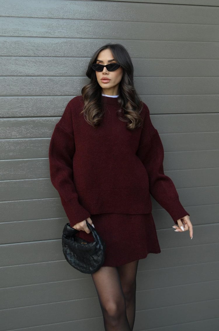 Anora | Cozy Two-Piece Set Wine Red