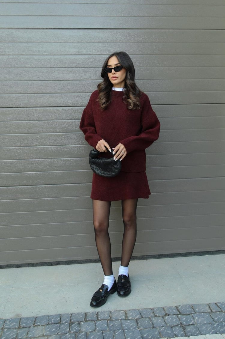 Anora | Cozy Two-Piece Set Wine Red
