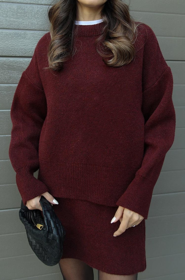Anora | Cozy Two-Piece Set Wine Red