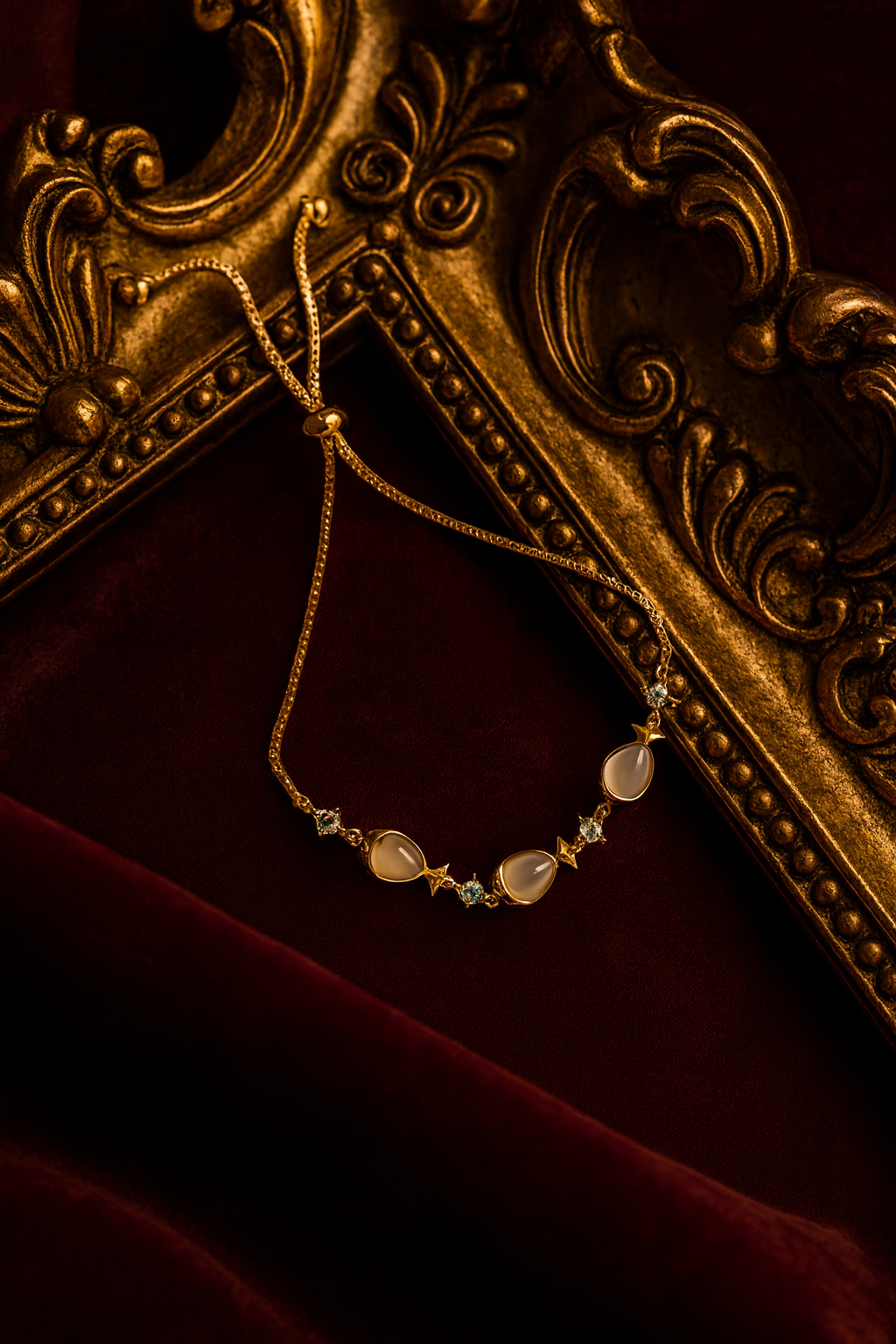 Lumière D’or | Moonstone &amp; Crystal Gemstone Bracelet 24K Gold One Size