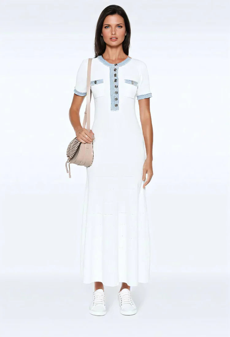 Alora | Knit Maxi Dress White