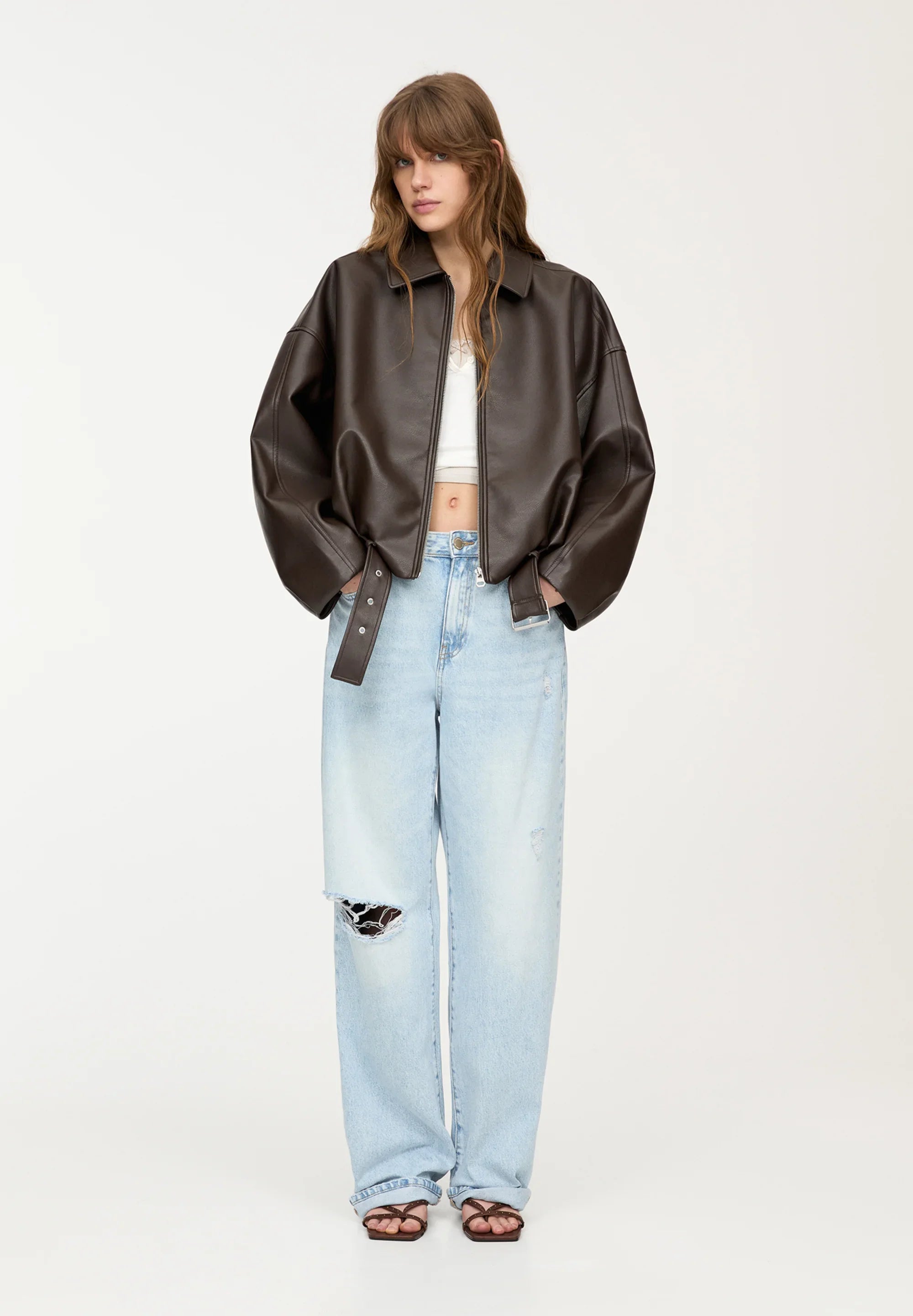 Sophia | Leather Jacket Brown