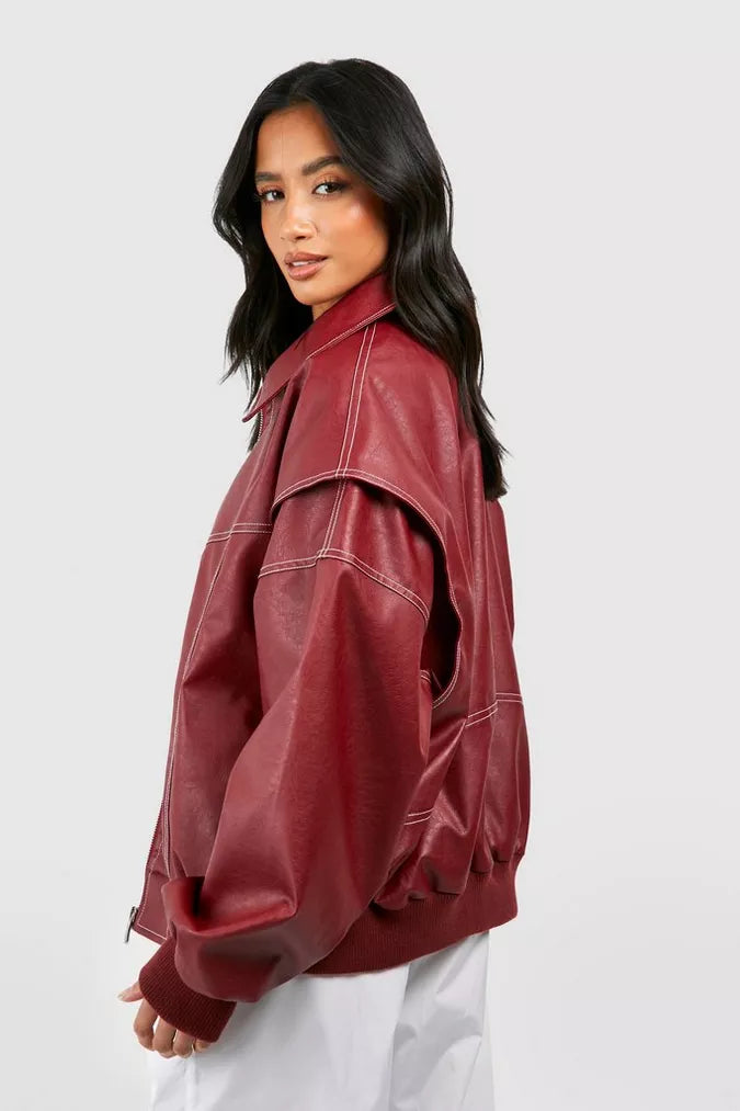 Lizzy | Leather Jacket Red