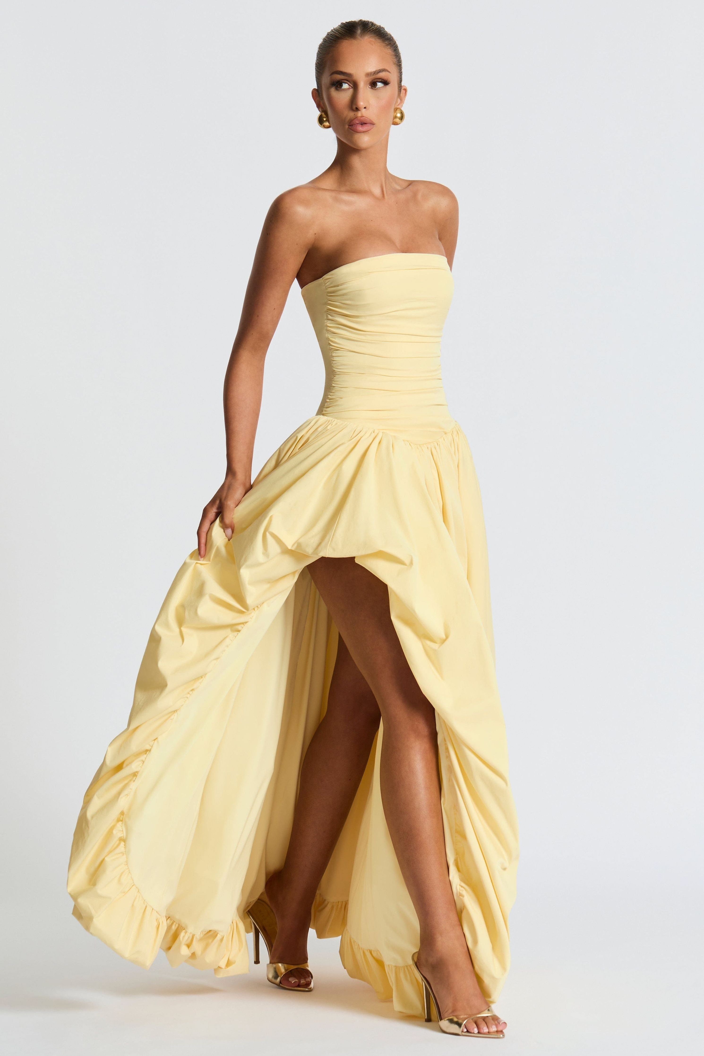 Jillian - Satin Ruffle Maxi Dress