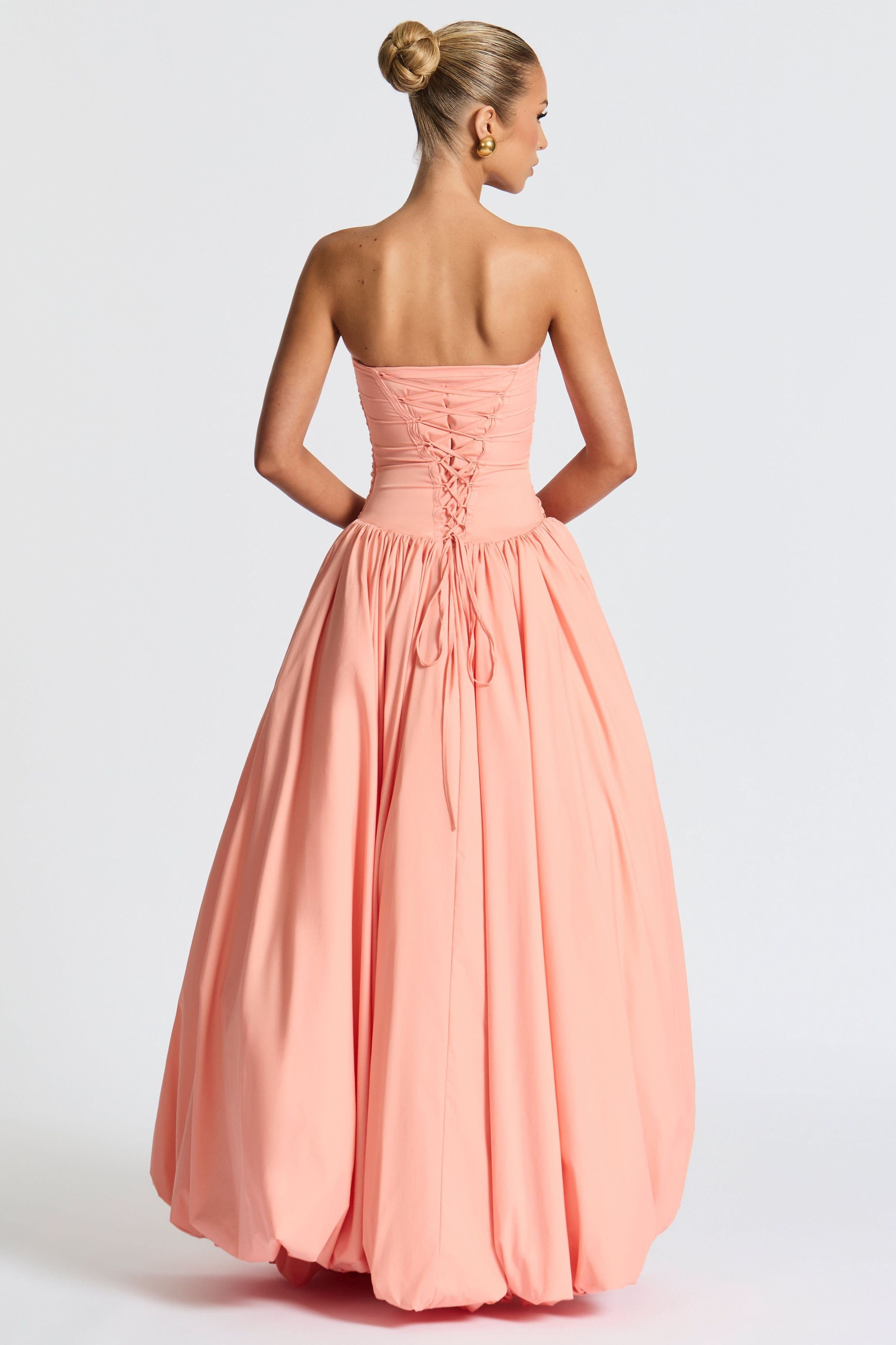 Jillian - Satin Ruffle Maxi Dress