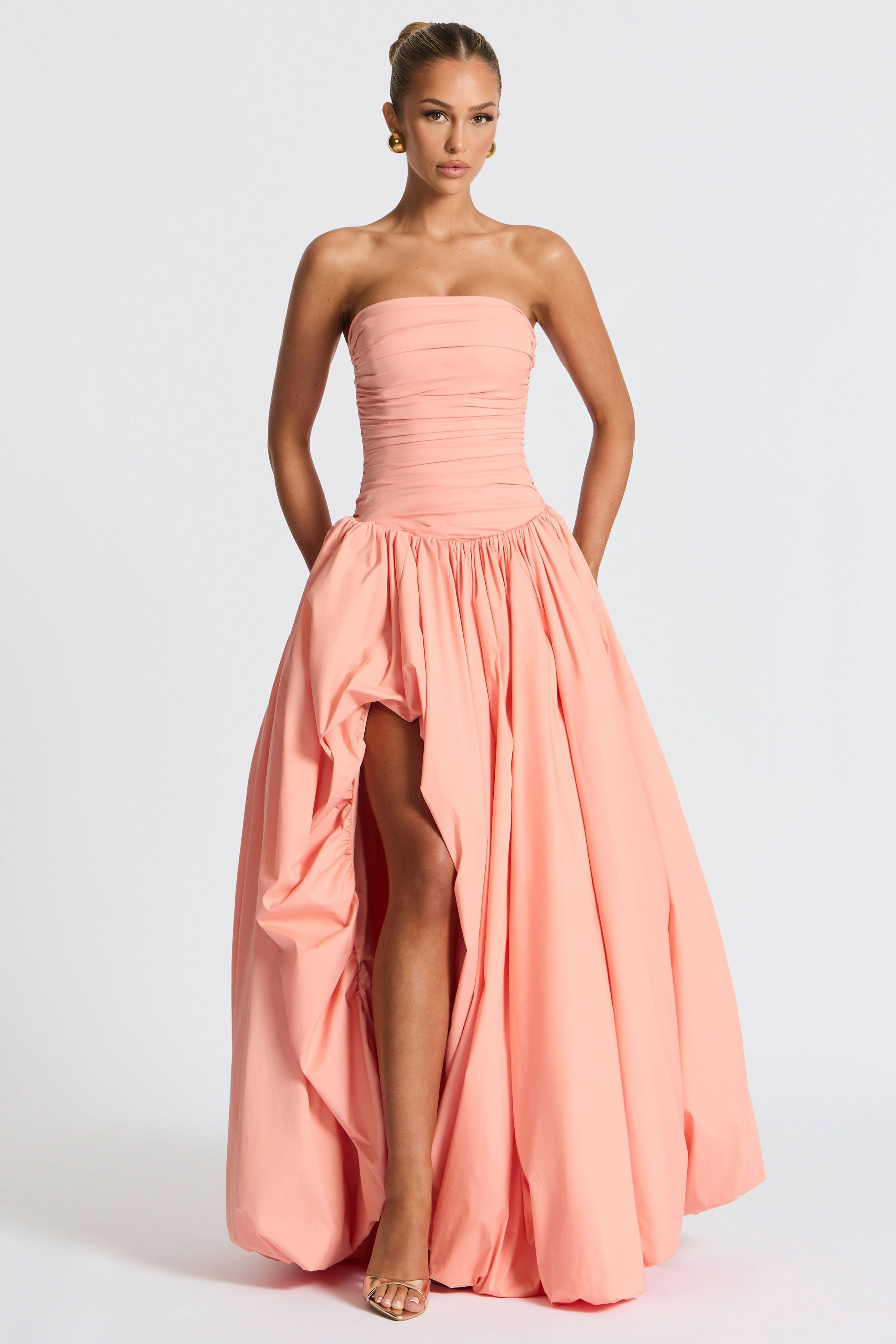 Jillian - Satin Ruffle Maxi Dress