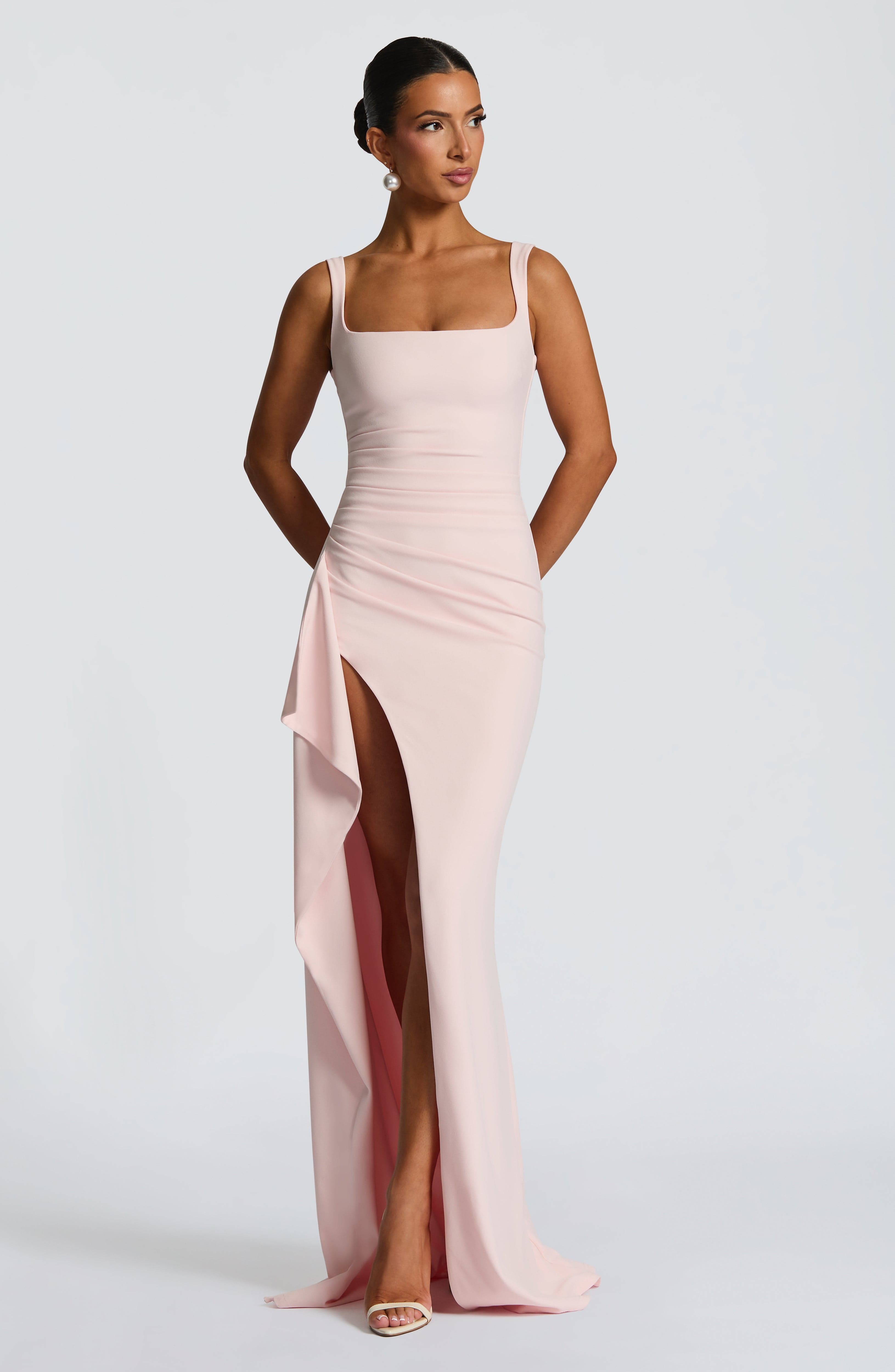Aurora | Sleek Slit Maxi Dress Pink
