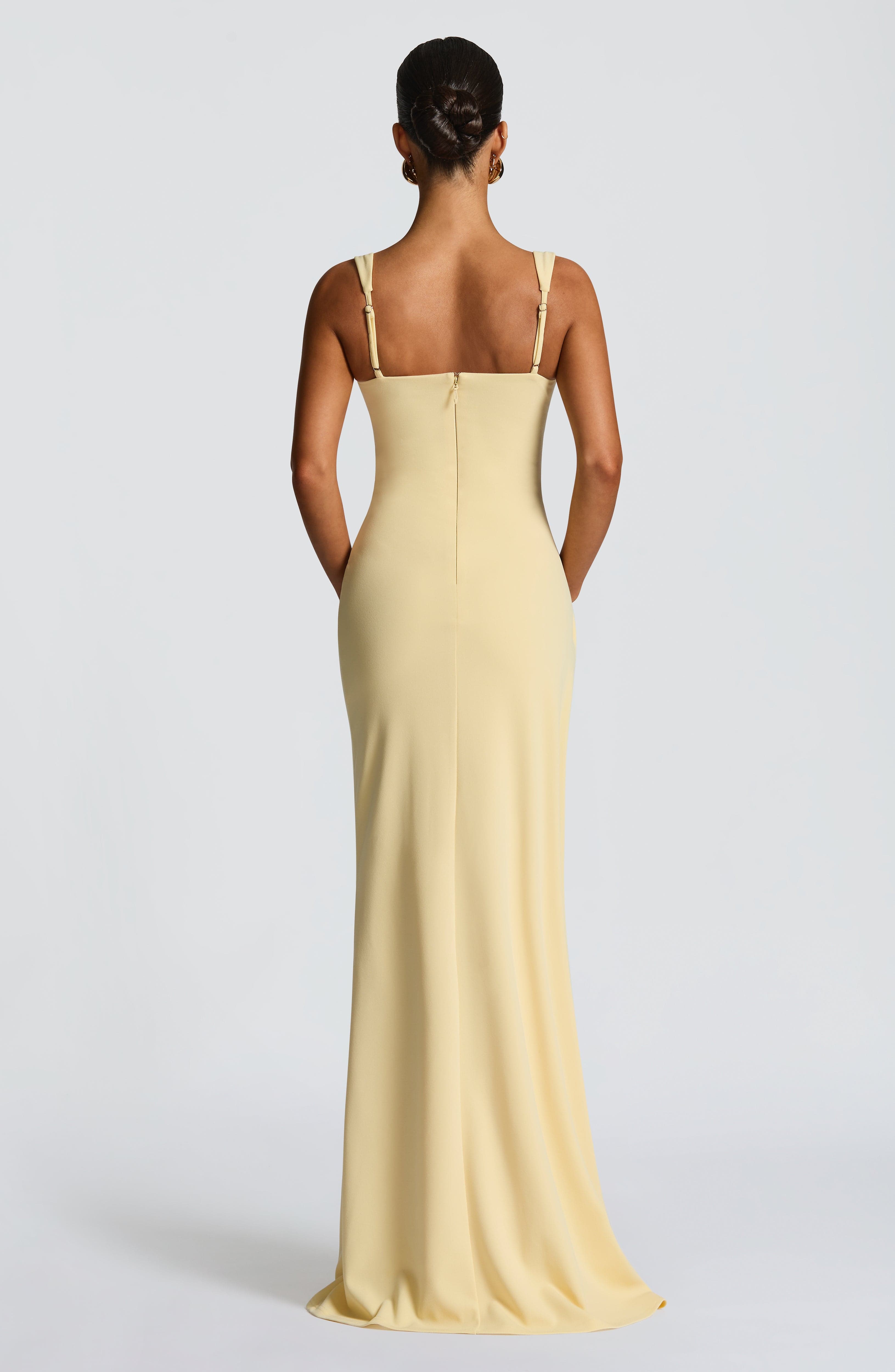 Aurora | Sleek Slit Maxi Dress Yellow