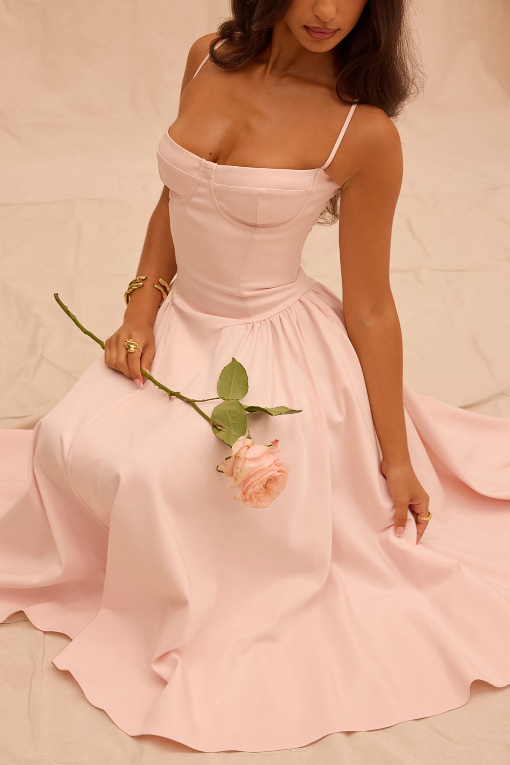 Valentina | Corset Midi Dres Pink
