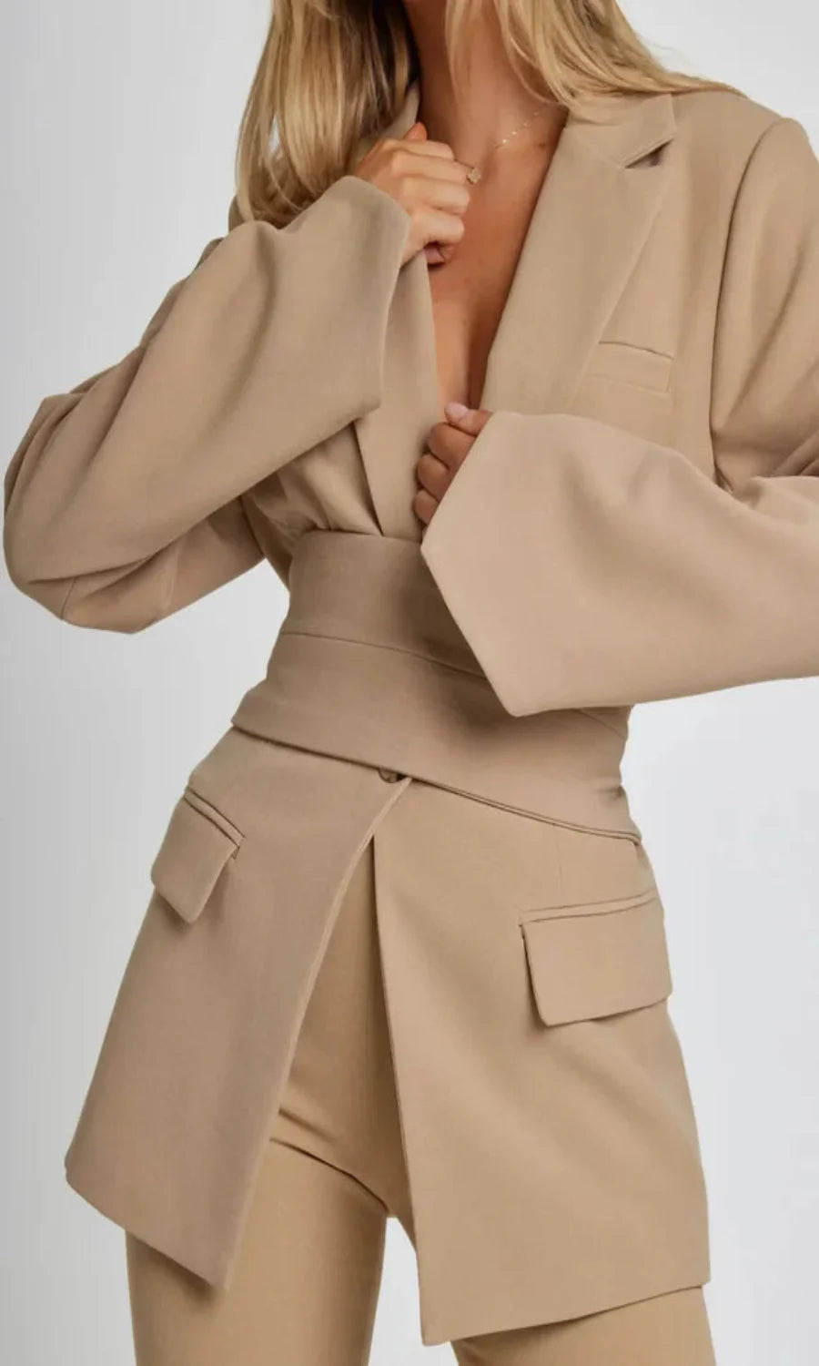 Alore | Belted Blazer Beige