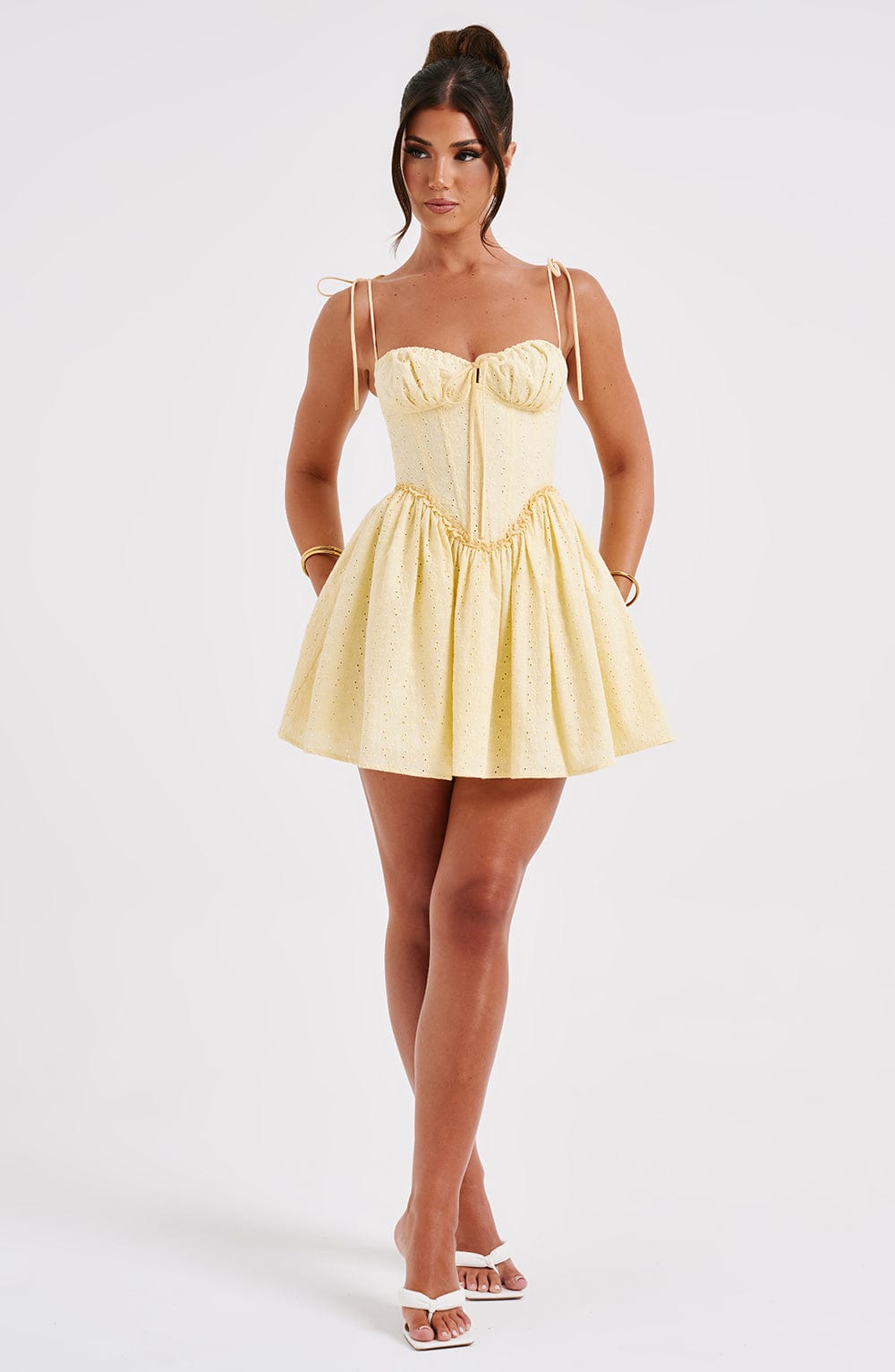 Celine | Bustier Tie-Strap Mini Dress White