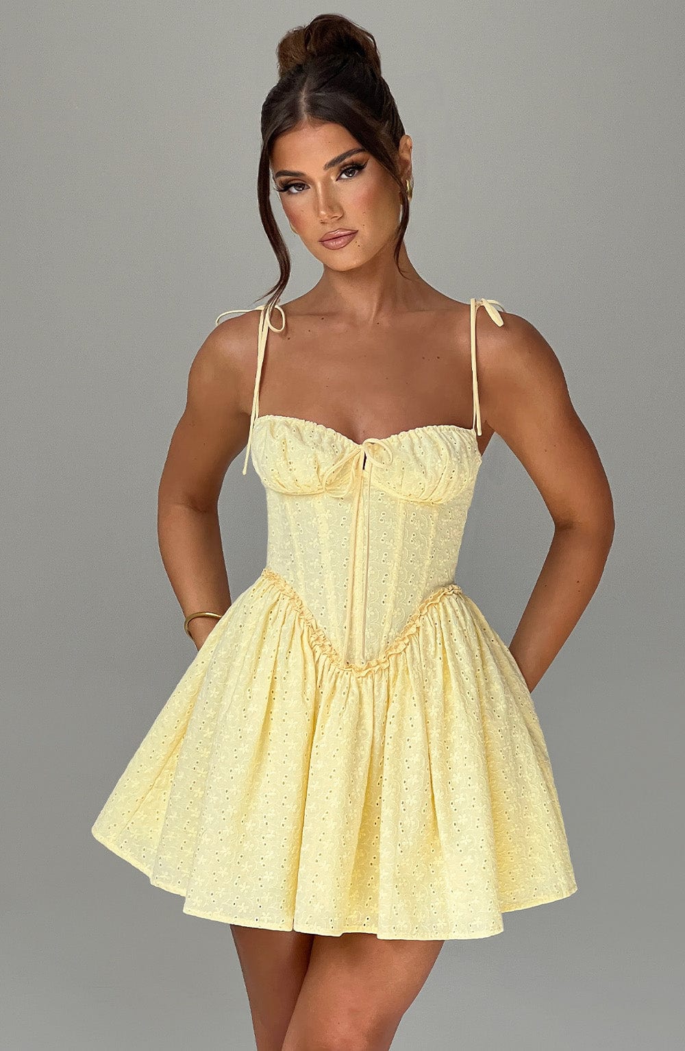 Celine | Bustier Tie-Strap Mini Dress White
