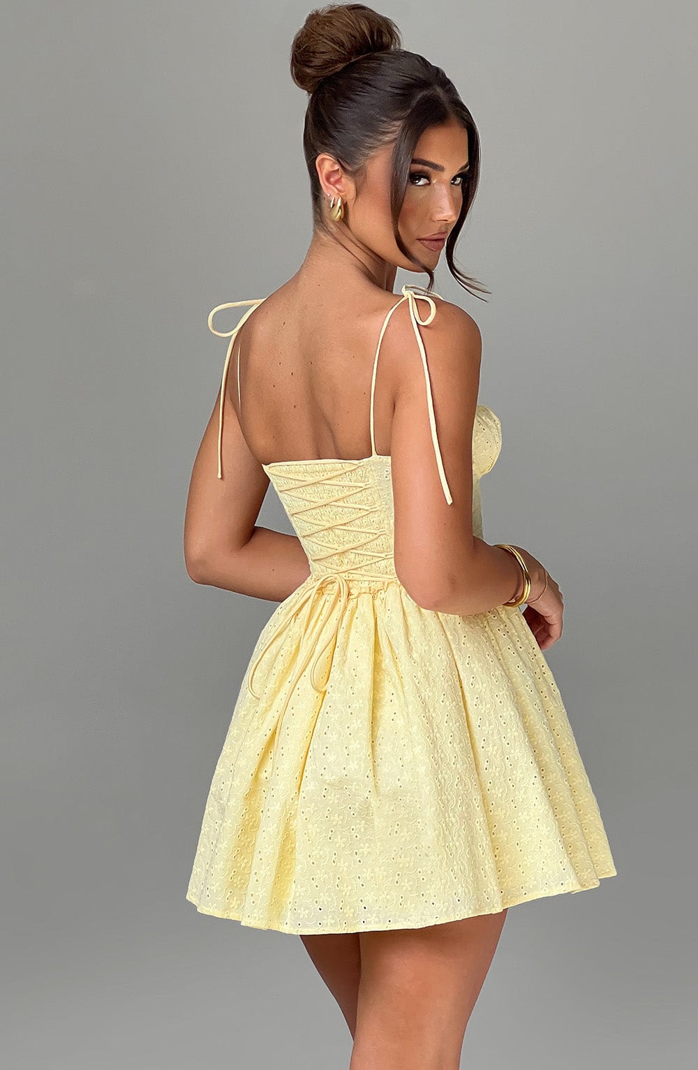 Celine | Bustier Tie-Strap Mini Dress Yellow